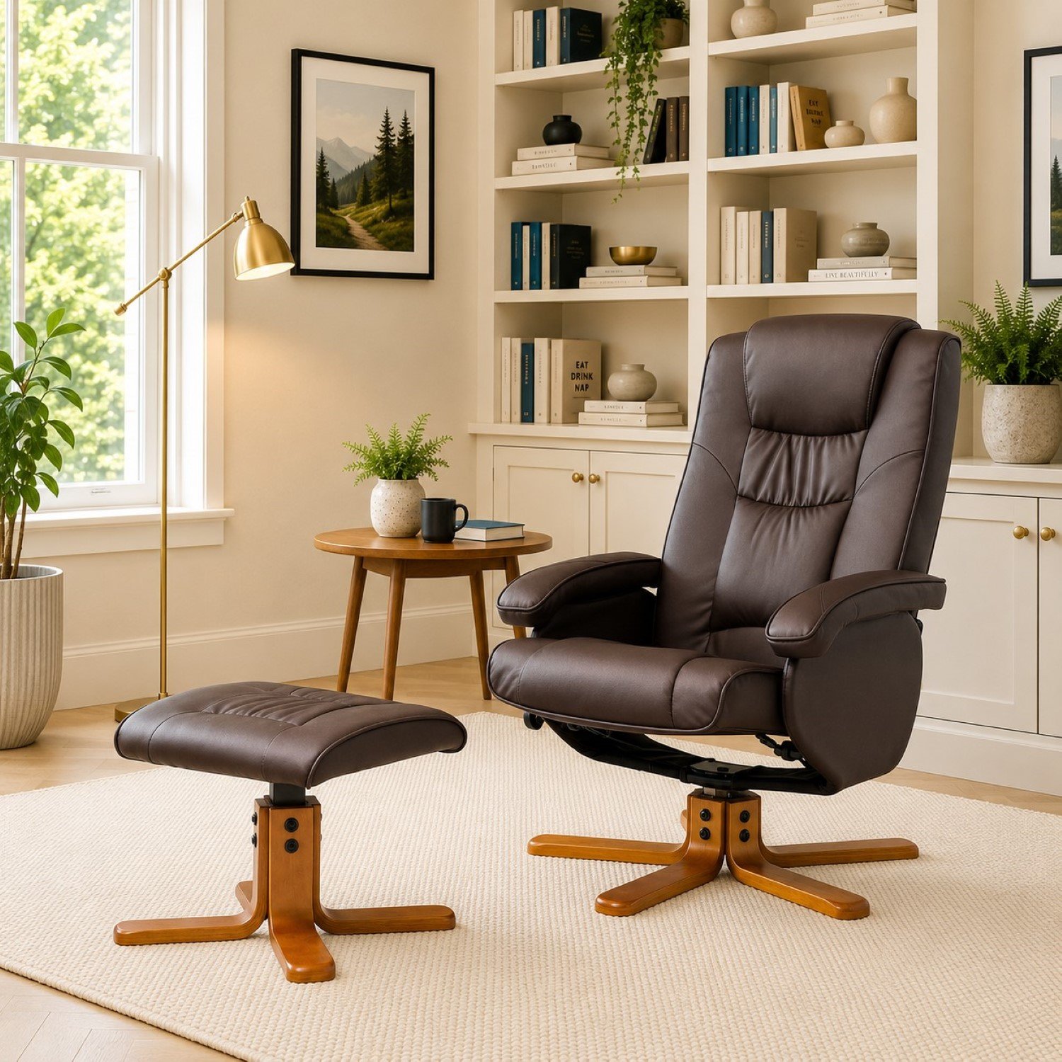 Artemis Home Severn Swivel Recliner with Massage and Heat - Brown