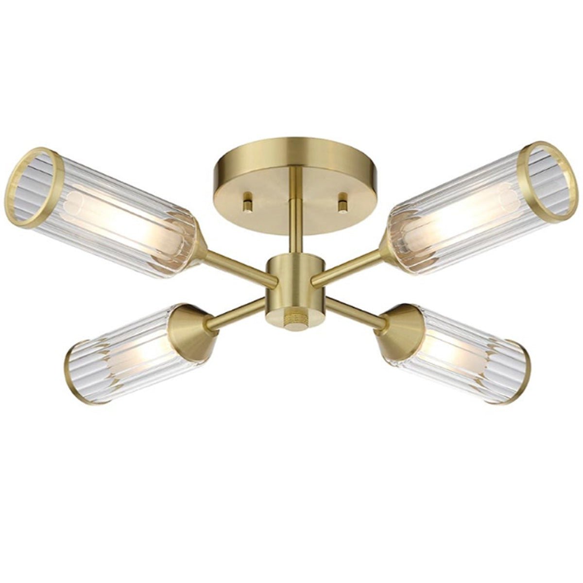 Loops Direct 55cm Diameter Semi Flush Ceiling Light - Satin Brass