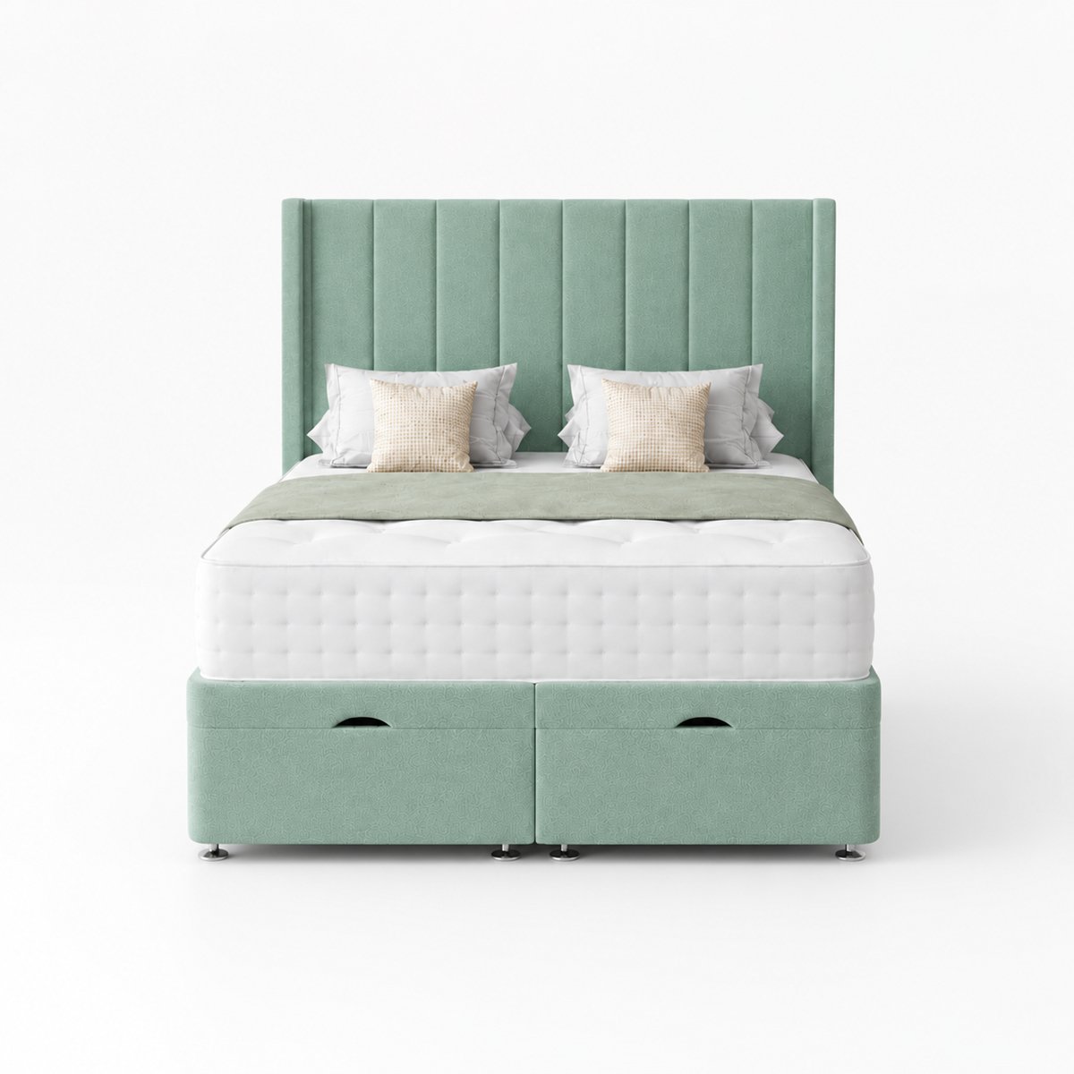 Comfy Deluxe Ameila Wing 4ft Small Double  End Lift Ottoman Bed Set - Duck Egg