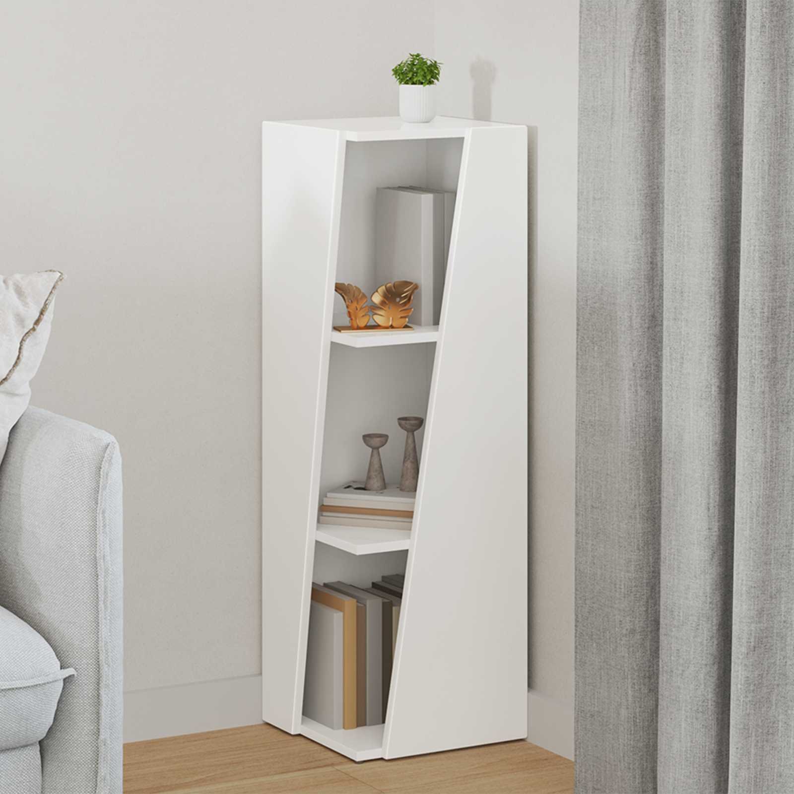 Walplus Engineered Wood Wall Shelf - White - 33 x 32 x 100.5 cm