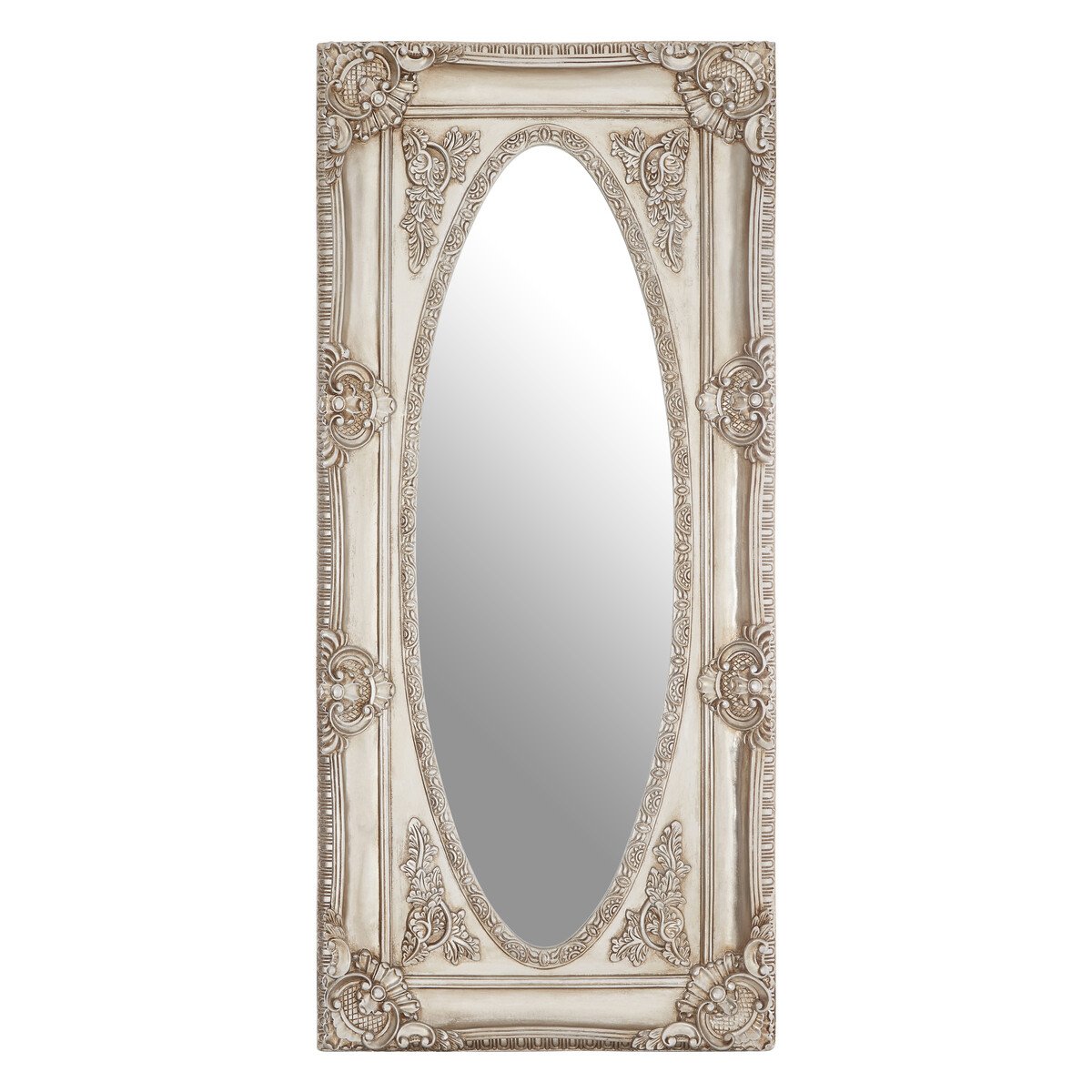 Orsina Marseille Champagne Oval Border Full Length Wall Mirror – Silver
