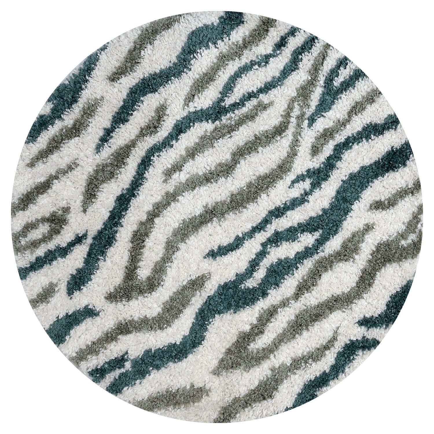 The Rugs Green Moodi Abstract Round Shaggy Rug - 120cm