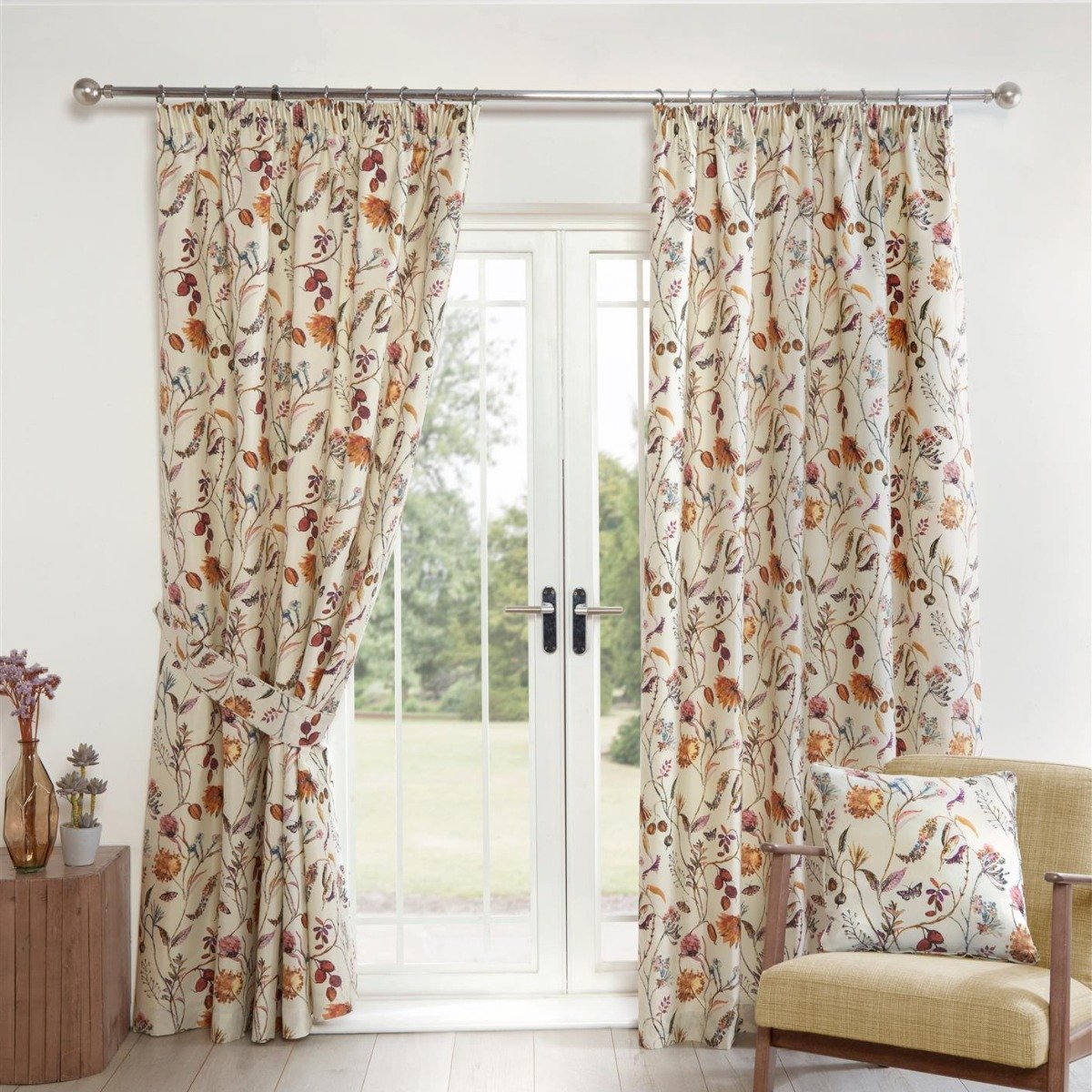 Sundour Grove Pencil Pleat Curtains - Multi - 117 x 229cm
