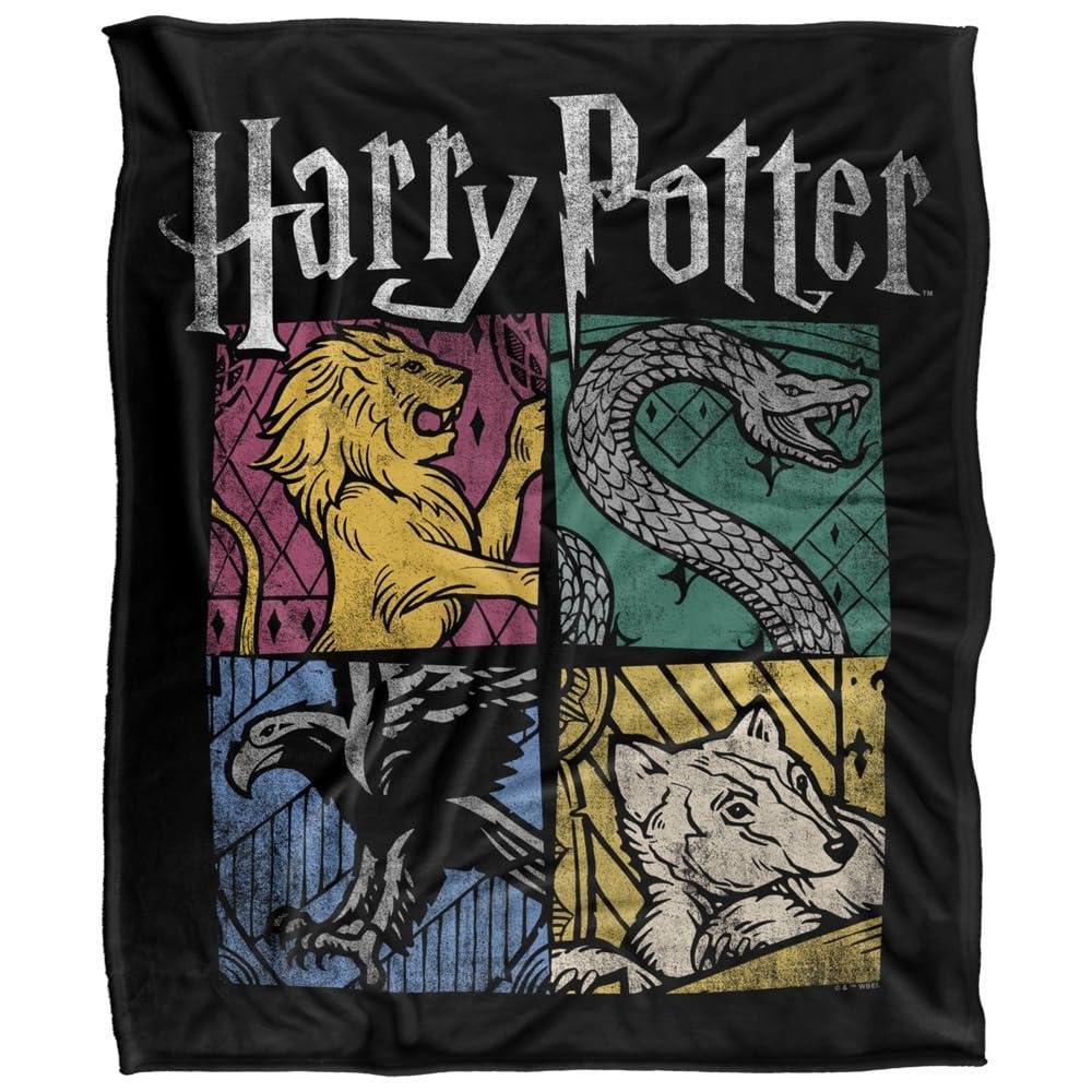 Harry Potter Hogwarts Houses Soft Touch Blanket - 147cm x 91cm