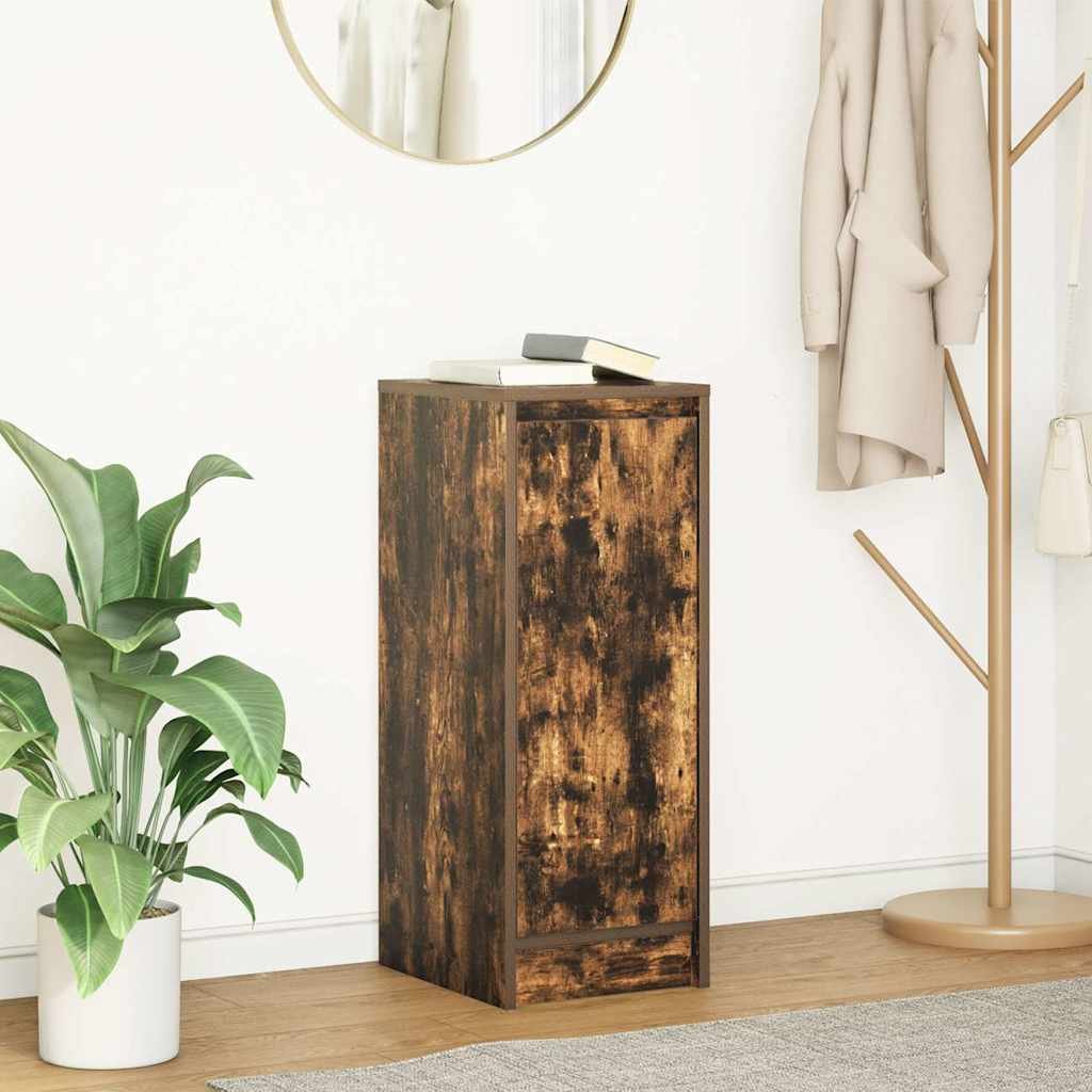 Walplus Engineered Wood 1 Door Sideboard - Smoked Oak - 29.5 x 34 x 76 cm