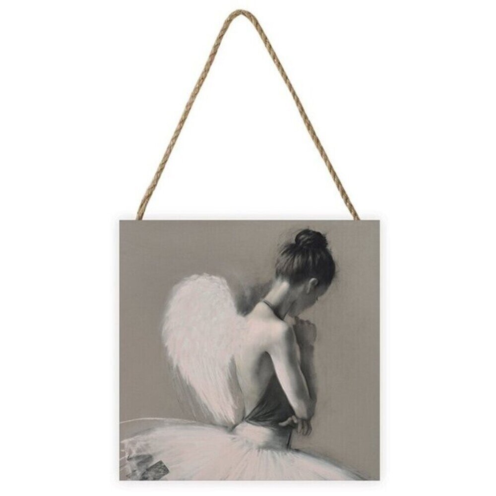 Hazel Bowman Angel Wings II Wooden Plaque - Grey