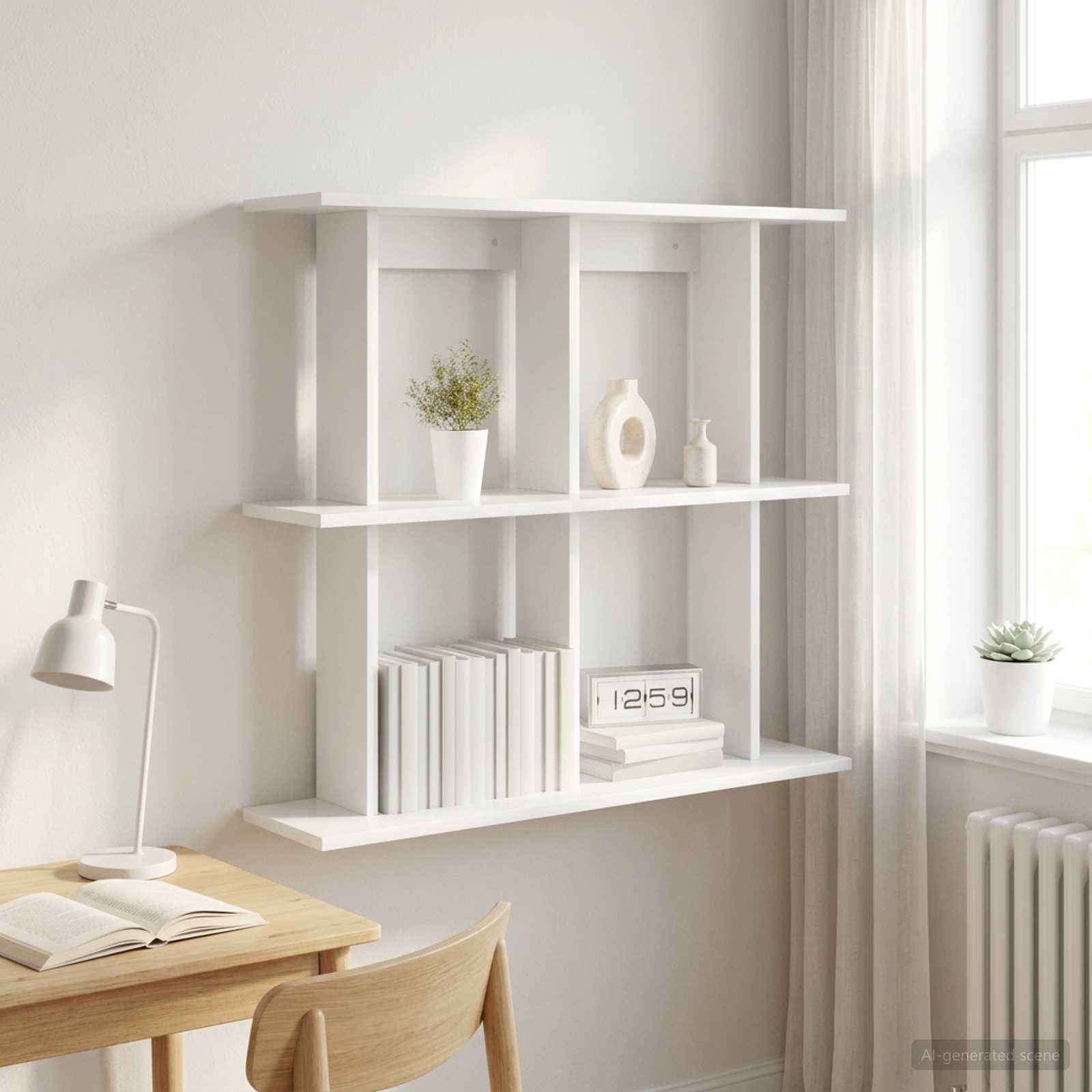 Walplus Engineered Wood Wall Shelf - White - 100 x 20 x 75 cm