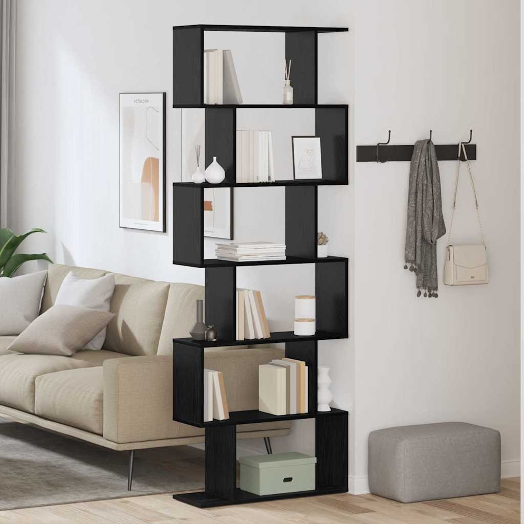 Walplus 6 Tier Engineered Wood Book Cabinet - Dark Oak - 70 x 24 x 193.5 cm