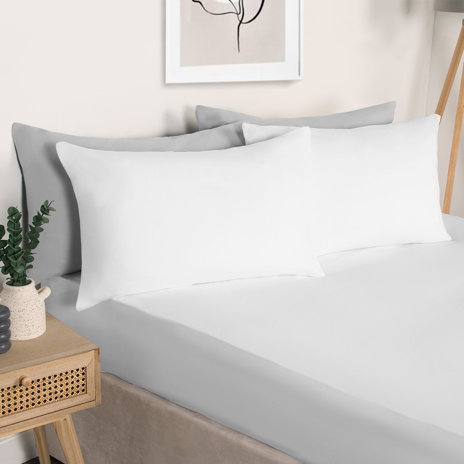 OHS Plain Dyed Microfibre Fitted Bed Sheet White - Single