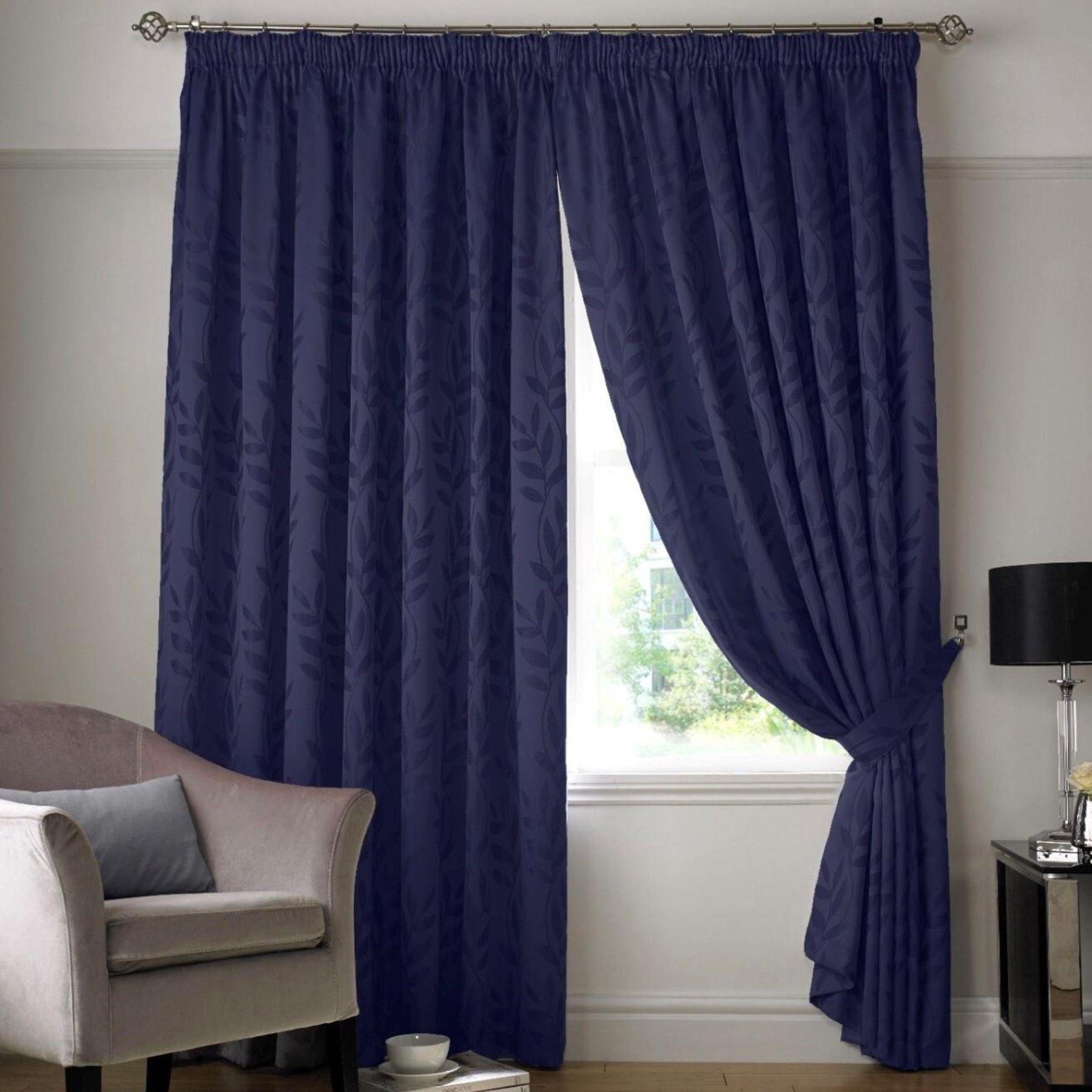 Alan Symonds Tivoli Pencil Pleat Curtains - Navy - 229 x 229cm