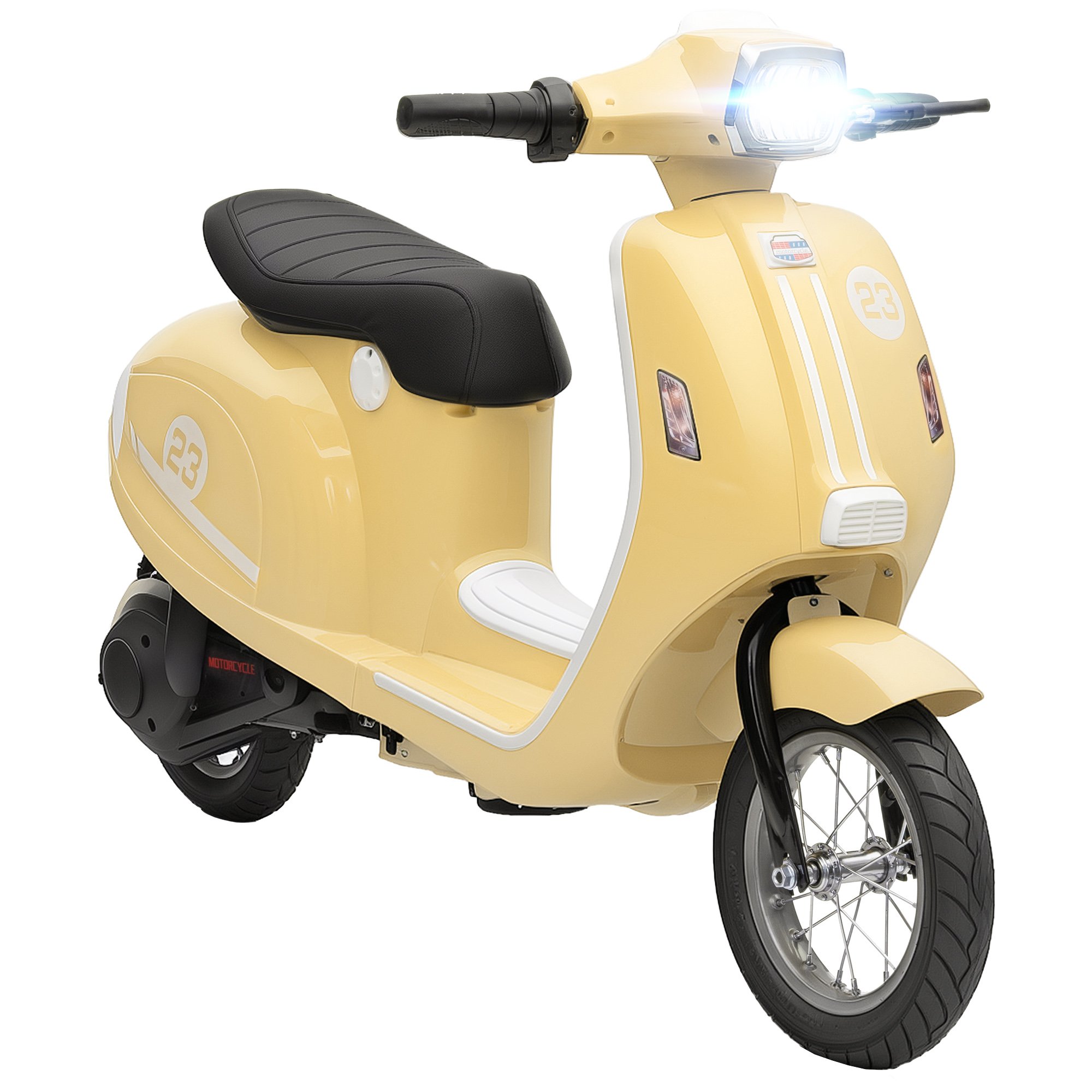 AIYAPLAY 24V Ages 8 to 12 Manual Throttle Ride on Motorcycle – Beige