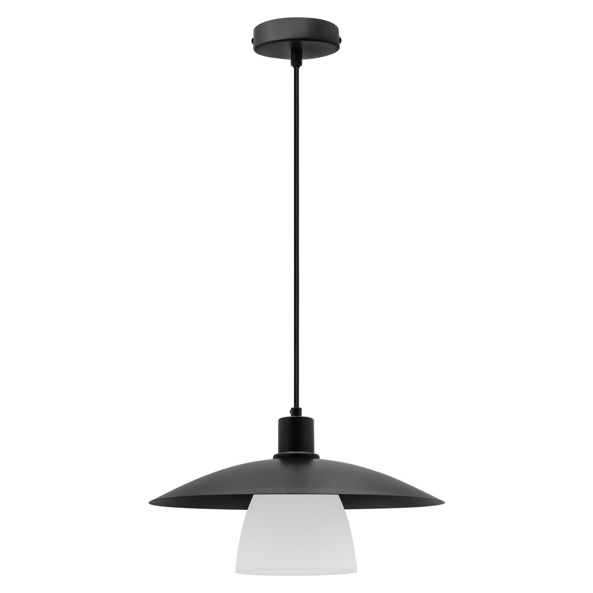 Energy Light Bulbs Mushroom Frosted Glass Ceiling Pendant Light - Black