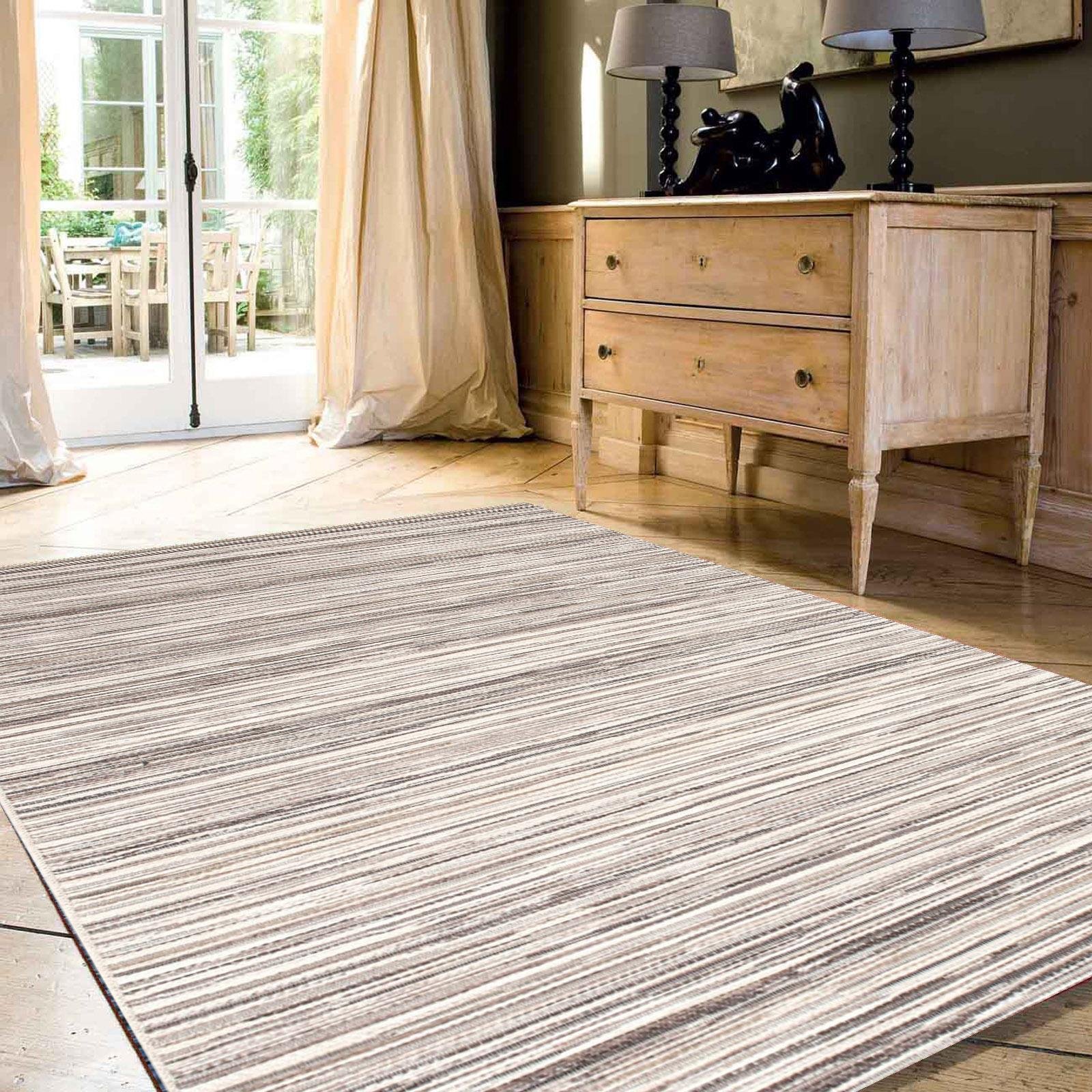 Mega Flooring White Modern Striped Rug - 160 x 230cm