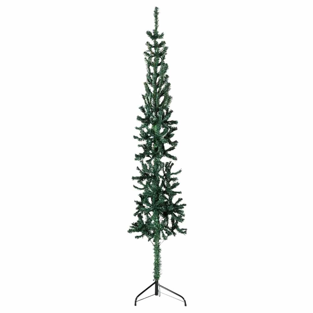 Walplus 246 Branch Tips Slim Half Artificial Christmas Tree - Green - 180 cm