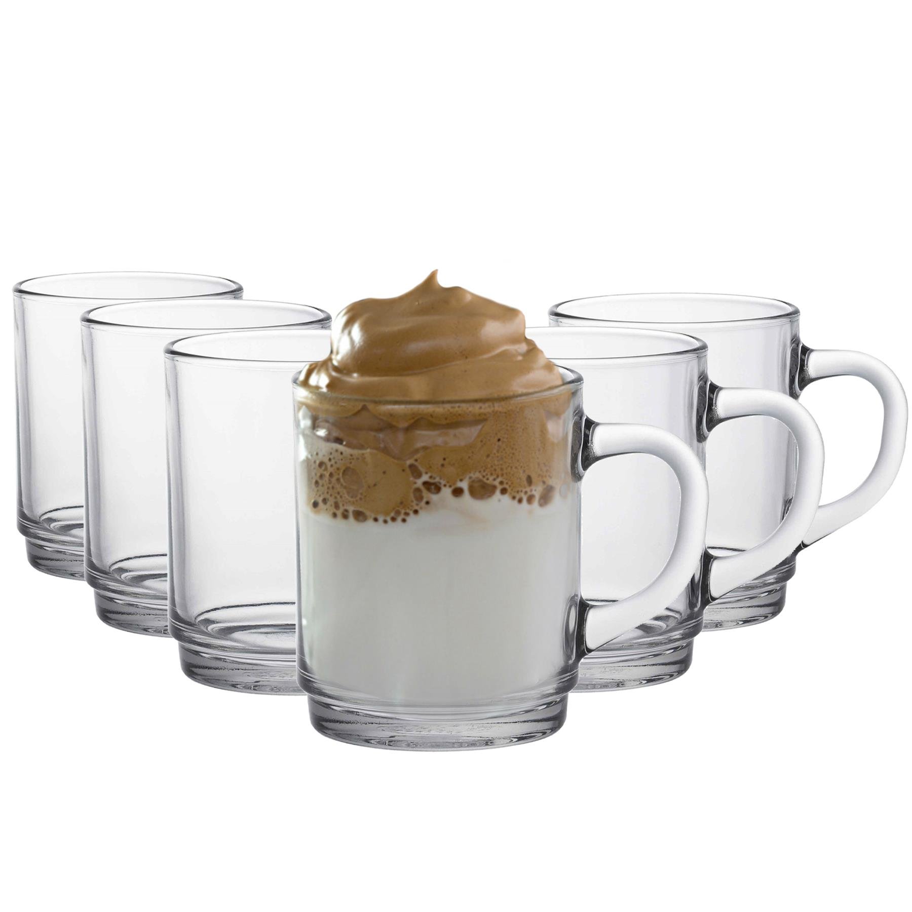 Duralex Versailles 260ml Glass Coffee Mugs Pack of 12 - Clear