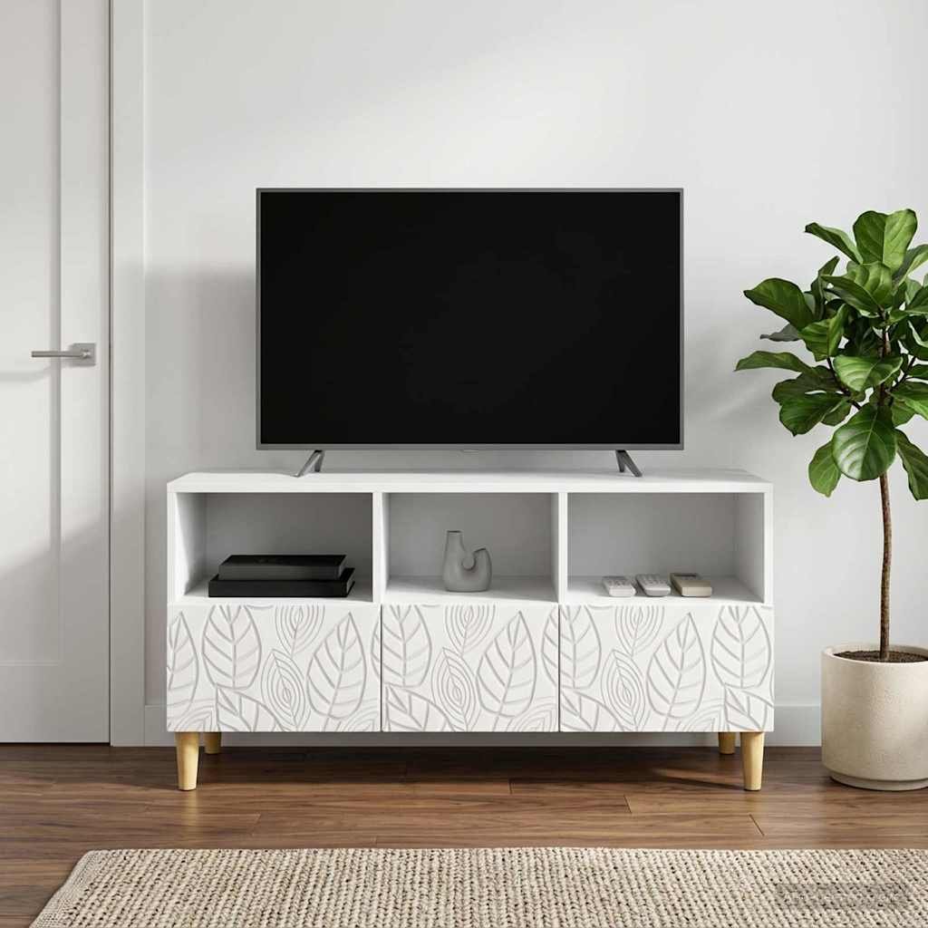 Walplus 3 Drawer Engineered Wood TV Cabinet - White - 102 x 34.5 x 50 cm