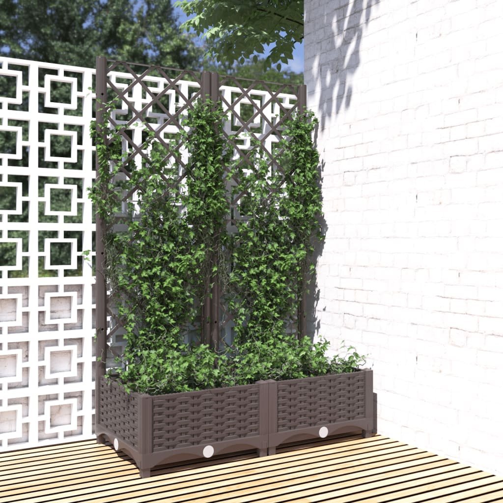 Walplus Polypropylene Garden Planter - Brown - 80 x 40 x 121.5 cm