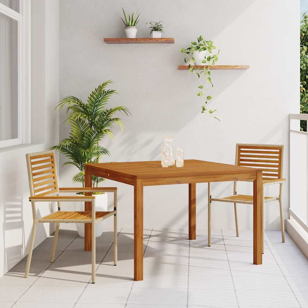 Walplus 3 Piece Garden Dining Set Open Shelf - Beige - 110 x 110 x 75 cm