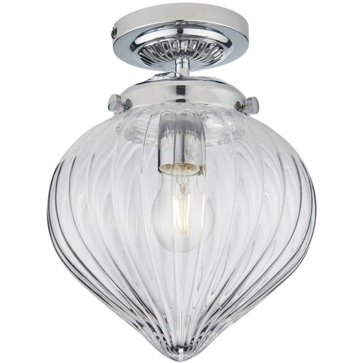 Loops Direct Ceiling Light - Chrome Plate and Clear Ribbed Glass