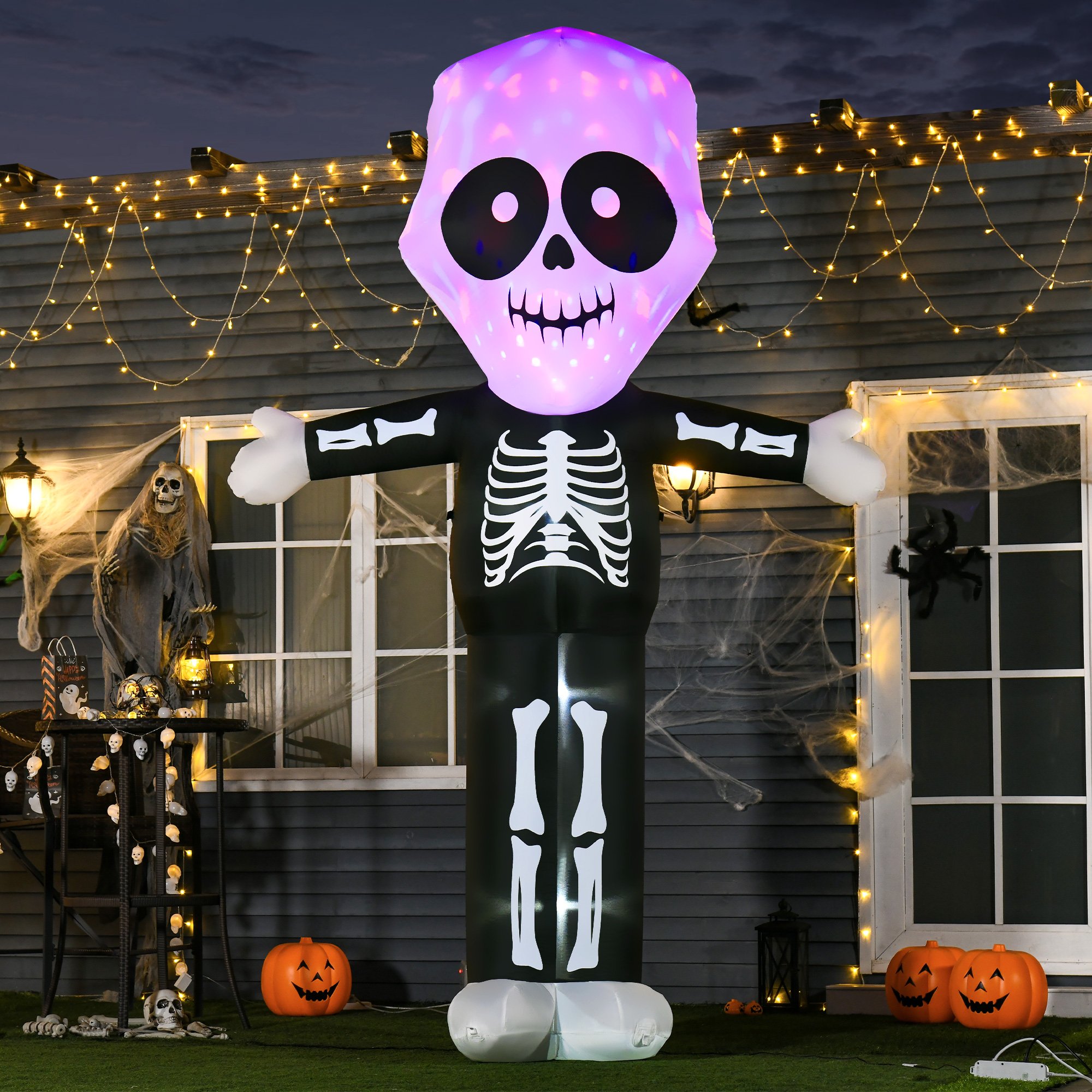 HOMCOM 10ft Halloween Skeleton Ghost Inflatable Decoration