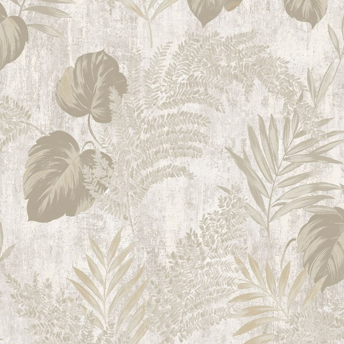 Muriva Phelan Leaf Vinyl Textured Wallpaper - Beige