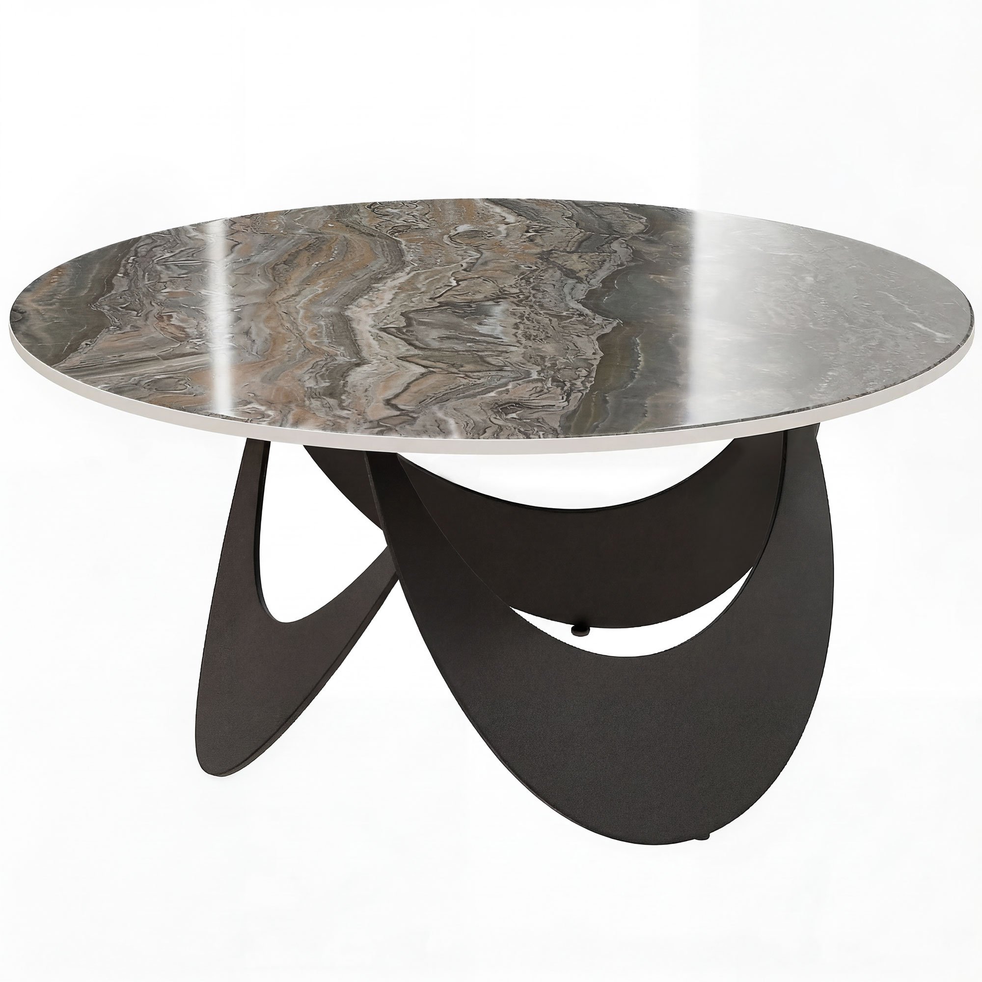 HOMCOM Modern Sintered Stone Top Coffee Table - Brown and Black