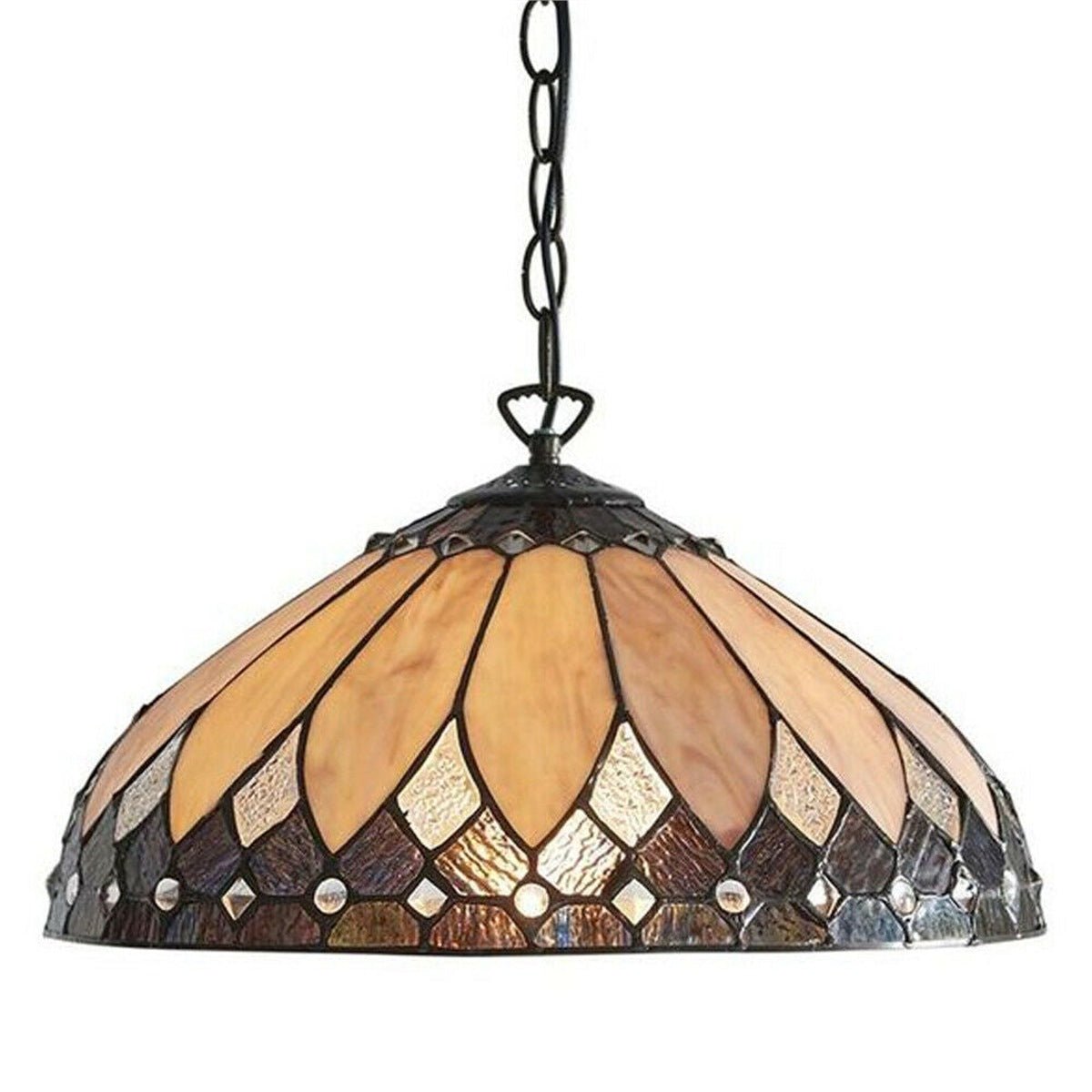 Loops Direct Glass and Steel Pendant Light - Dark Bronze 40cm