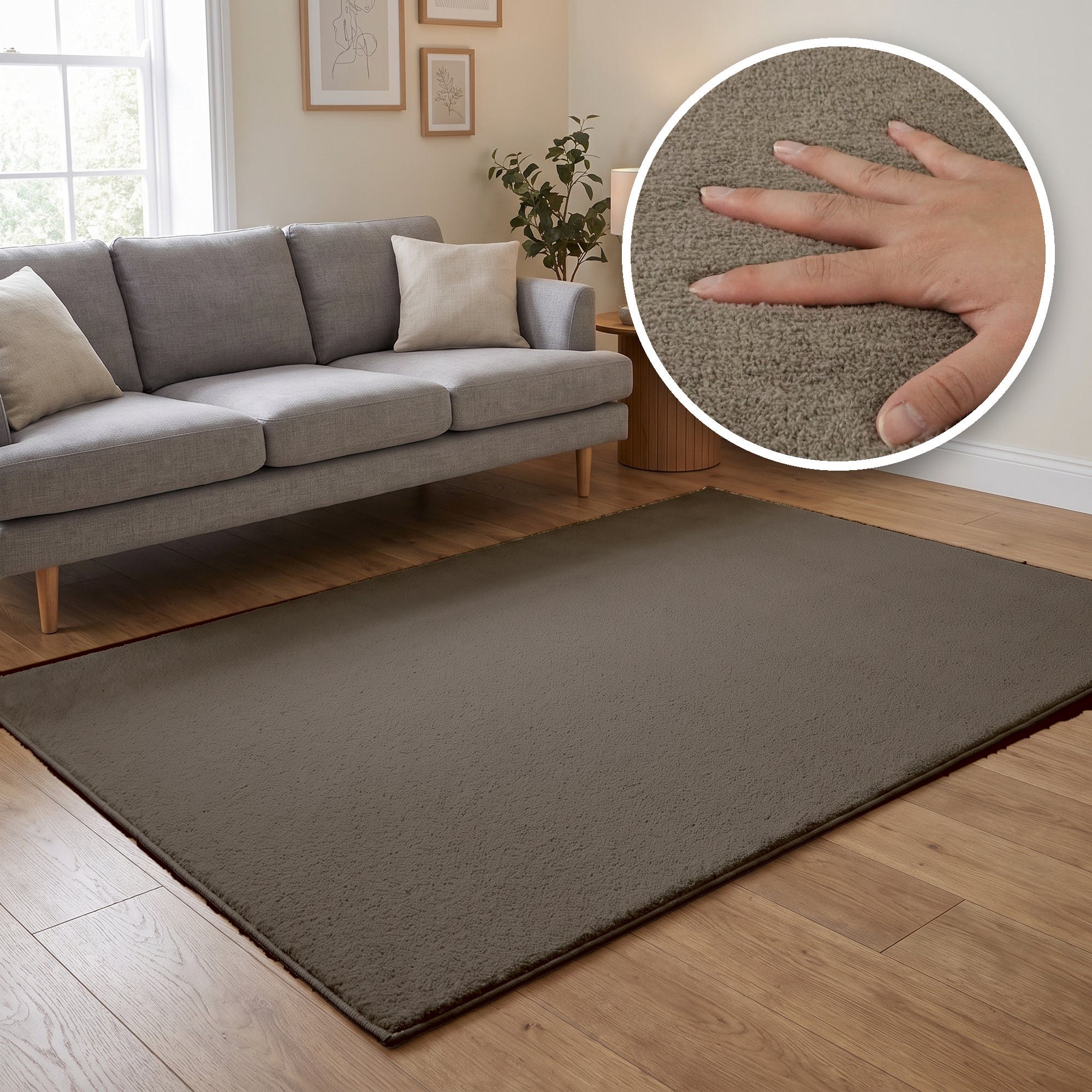 The Rugs Light Brown Washmellow Plain Washable Non Slip Rug - 50 x 80cm
