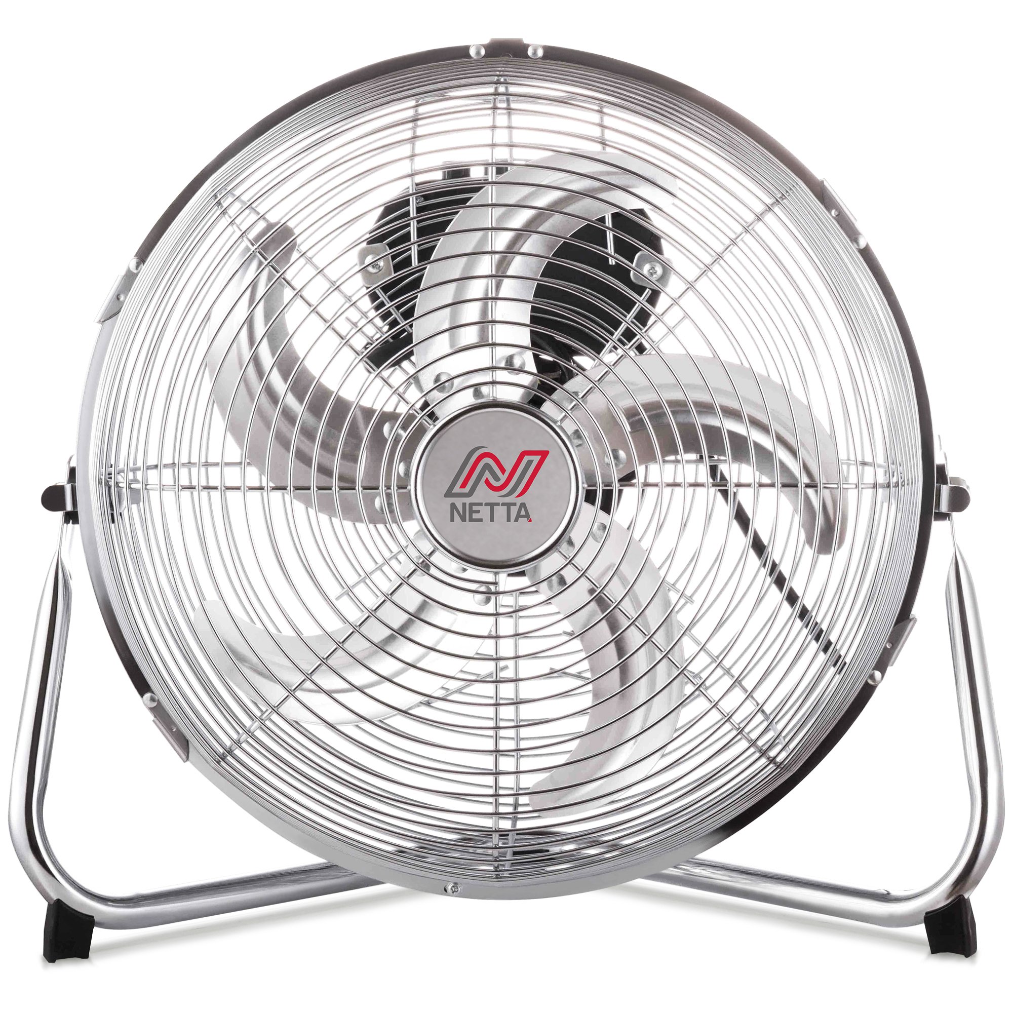 NETTA 12 Inch Metal Gym Floor Fan - Chrome