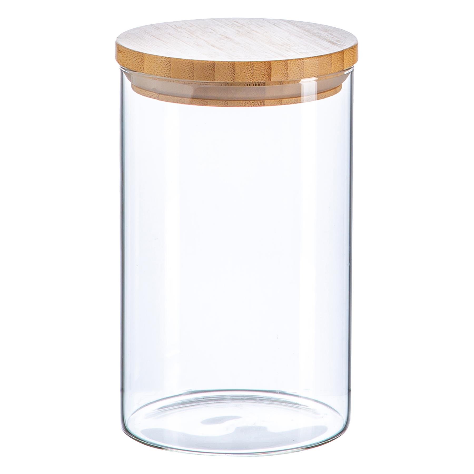 Argon Tableware Scandi Glass Storage Jar with Wooden Lid