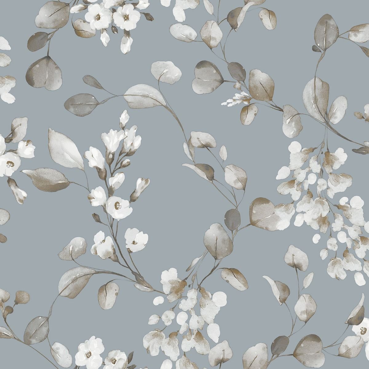 Rasch Rosalie Floral Wallpaper - Blue & White