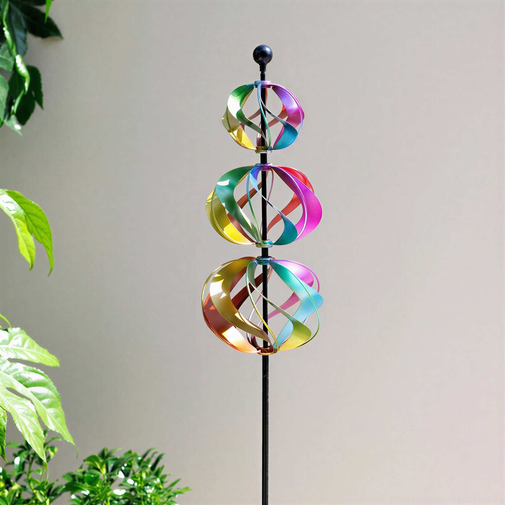 Primrose 18.5cm Three Sphere Kinetic Wind Spinner Wheel - Multicoloured