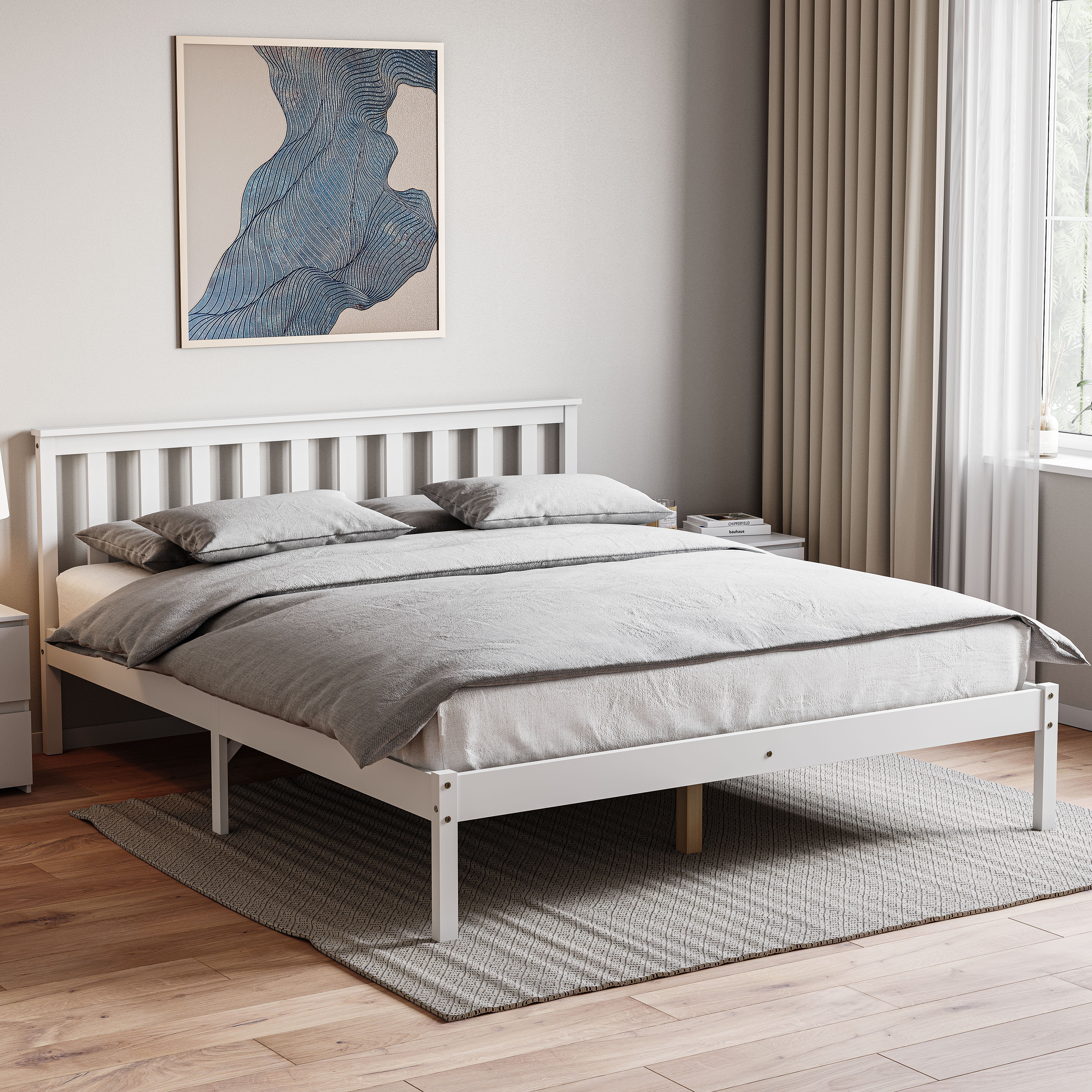 Vida Designs Milan King Size Wooden Low Foot Bed - White
