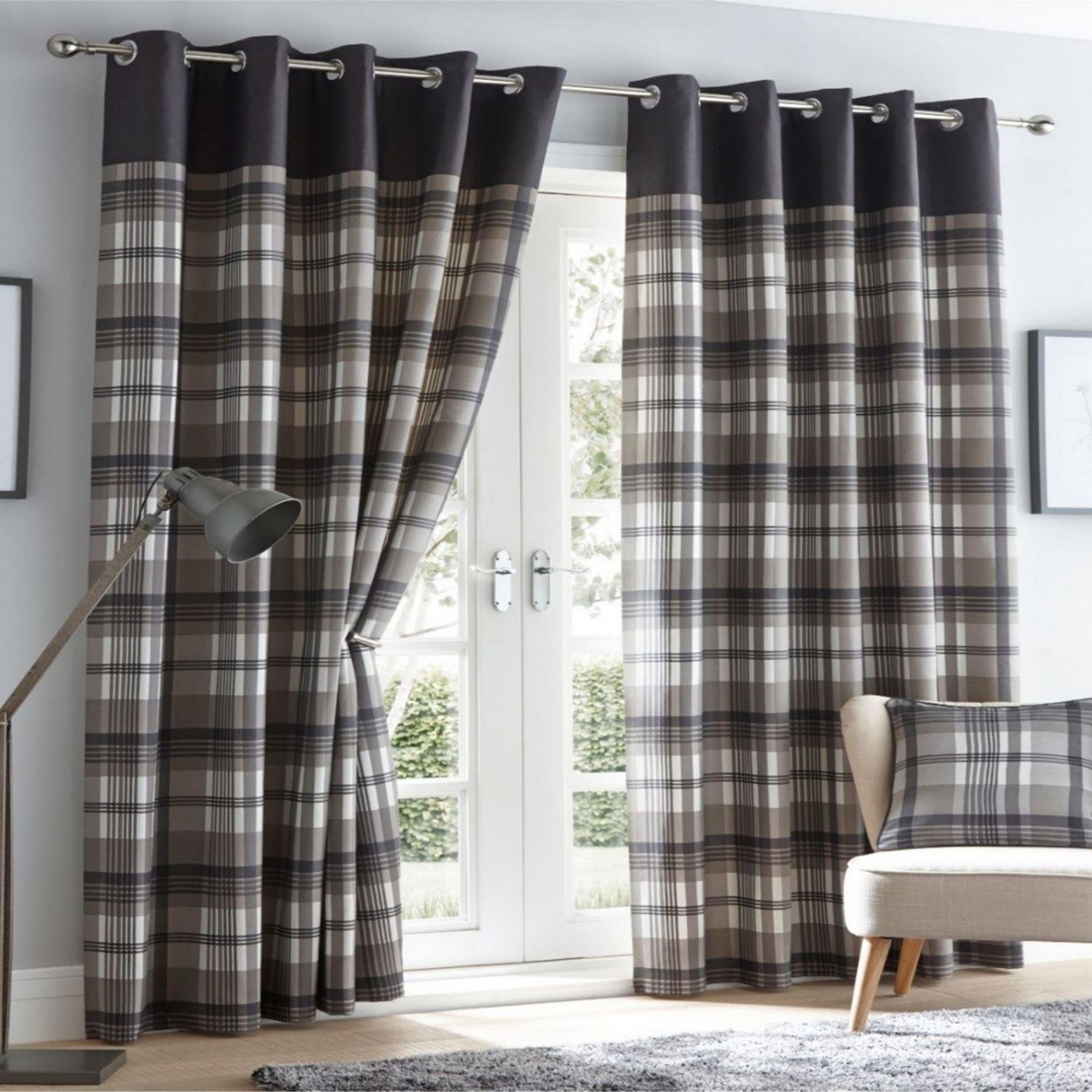 Portfolio Home Orleans Eyelet Curtains - Charcoal - 168 x 229cm