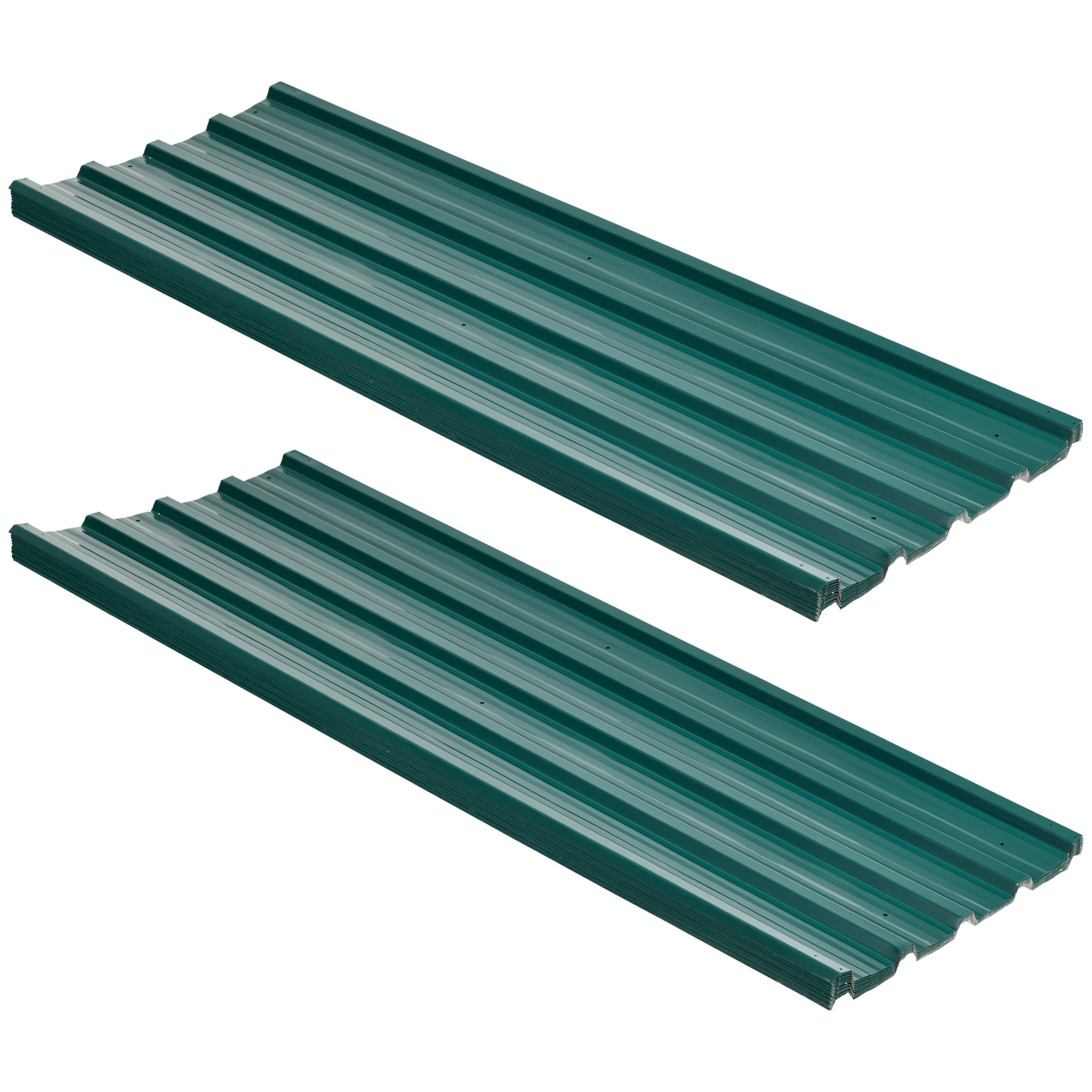Outsunny Pack of 24 Galvanised Corrugated Roofing Sheets – Green