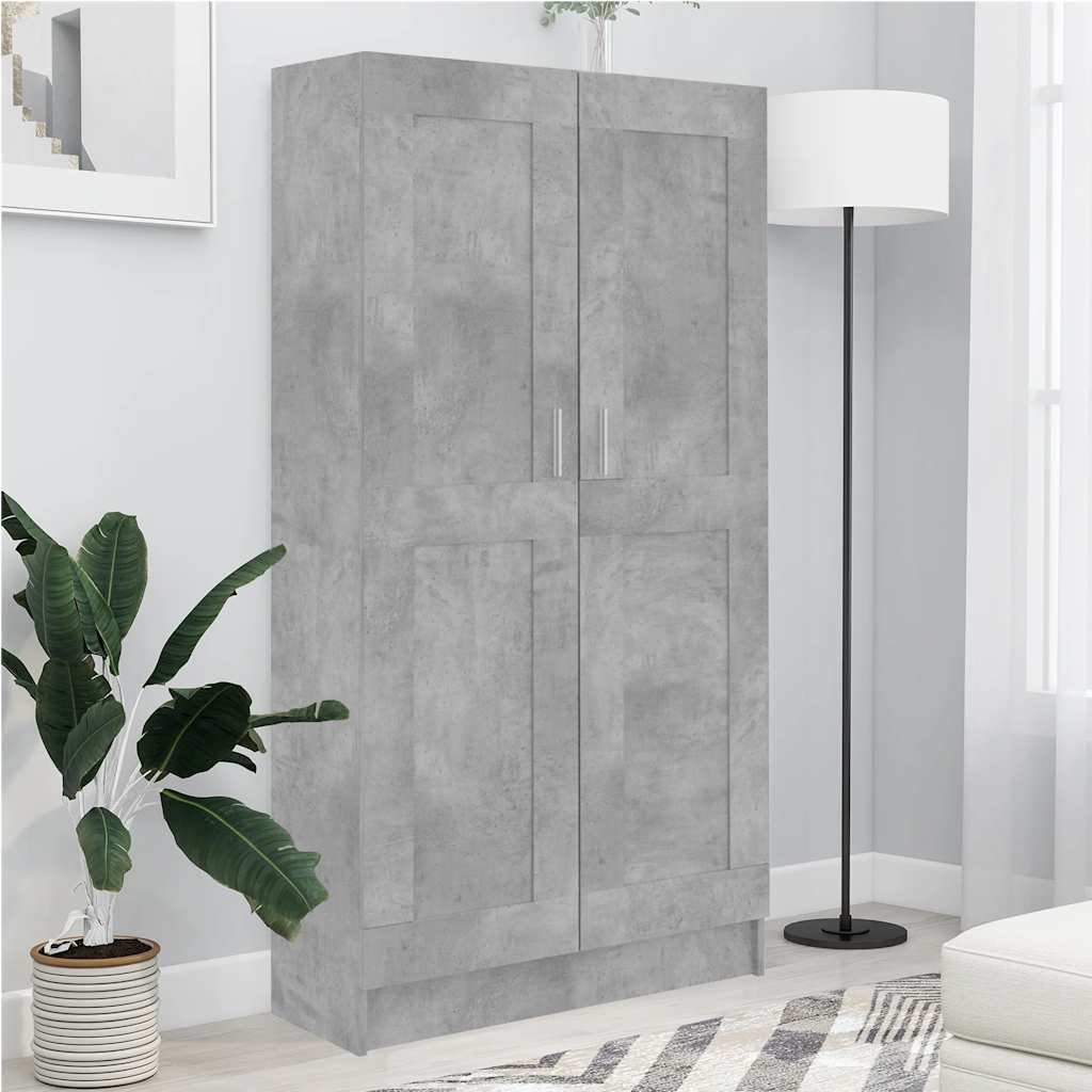 Walplus Engineered Wood Book Cabinet - Stone Grey - 82.5 x 30.5 x 150 cm
