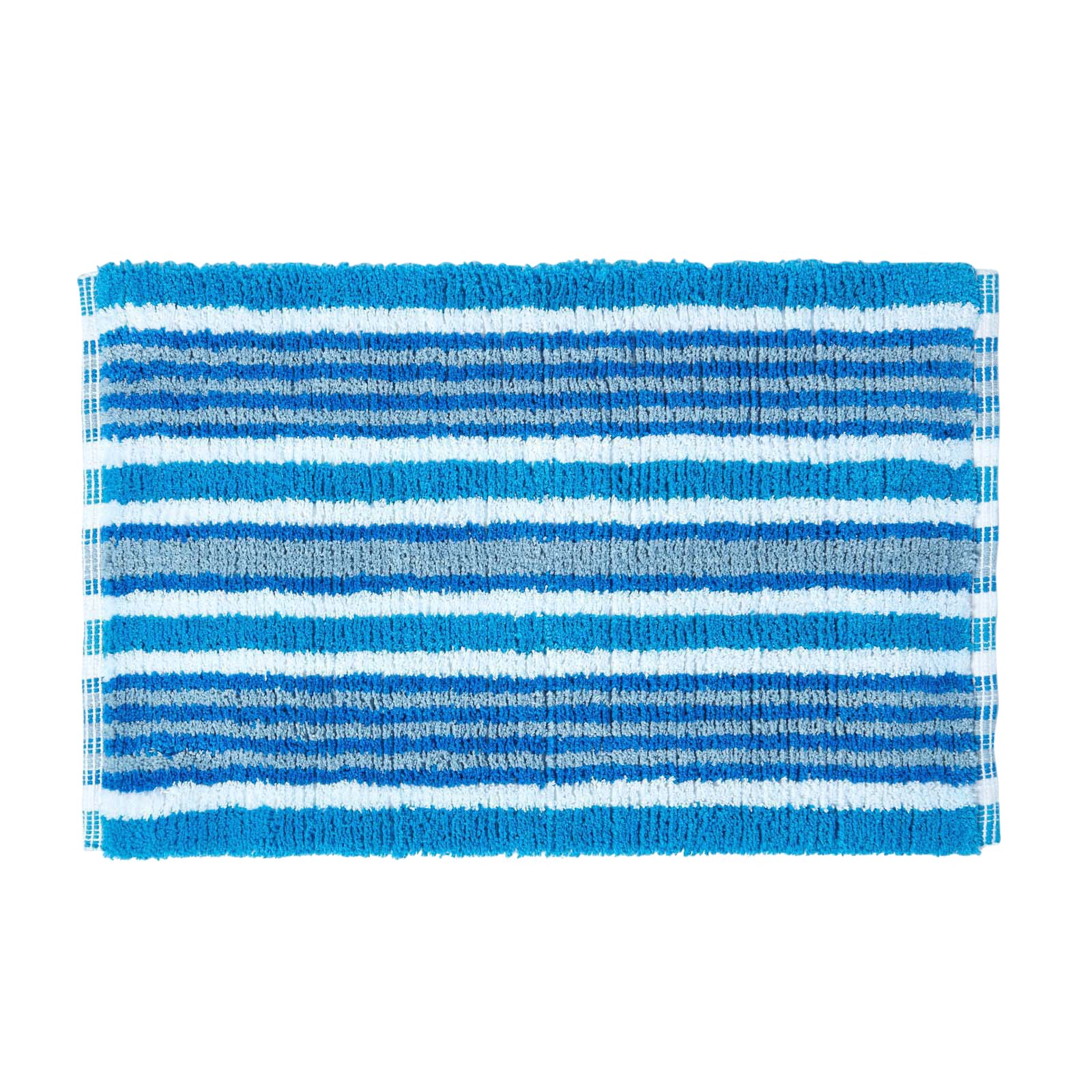 Homescapes Handloomed Striped Cotton Bath Mat - Blue