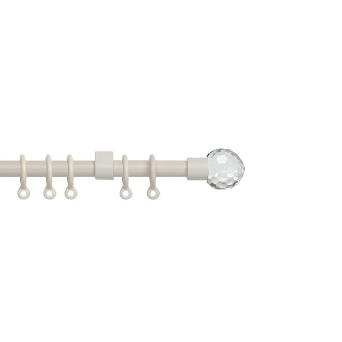 New Edge Blinds 13-16mm Cream Extendable Crystal Curtain Pole - 150cm - 280cm