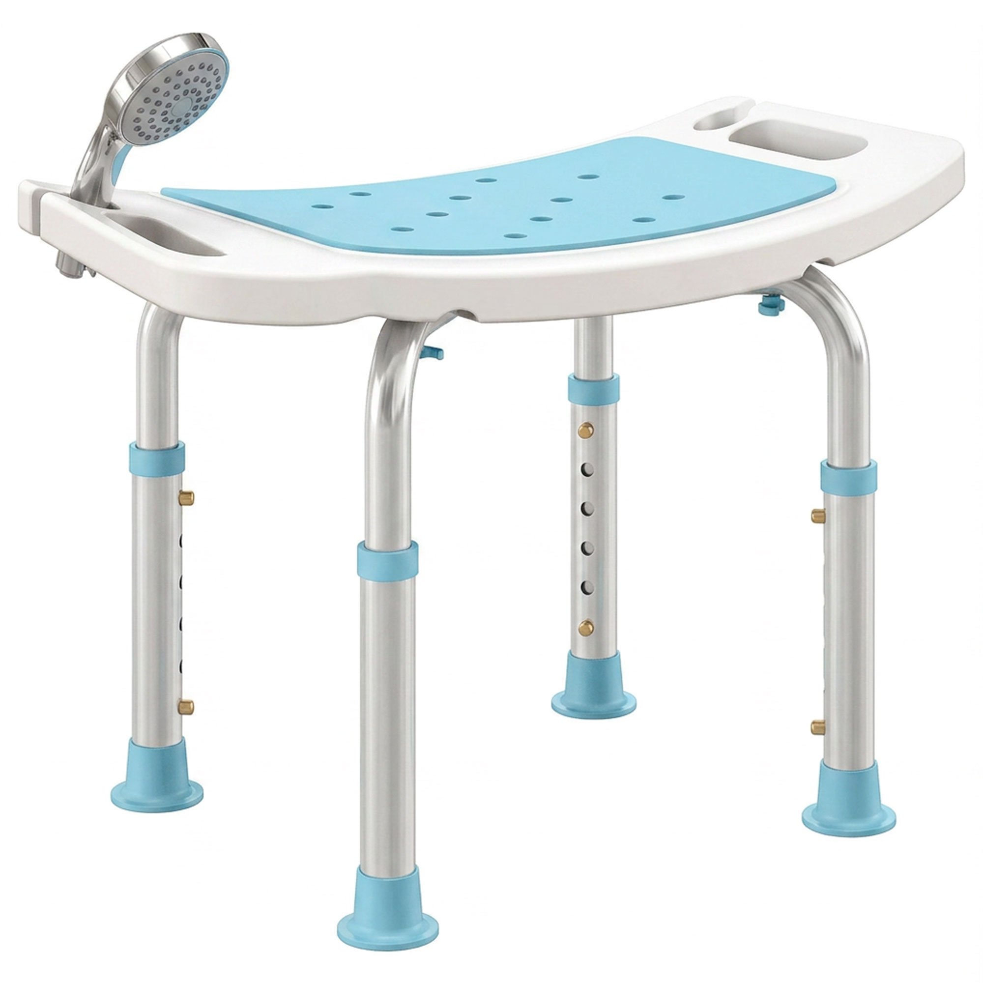 HOMCOM Aluminium Shower Chair with Adjustable Height and Non-Slip Feet