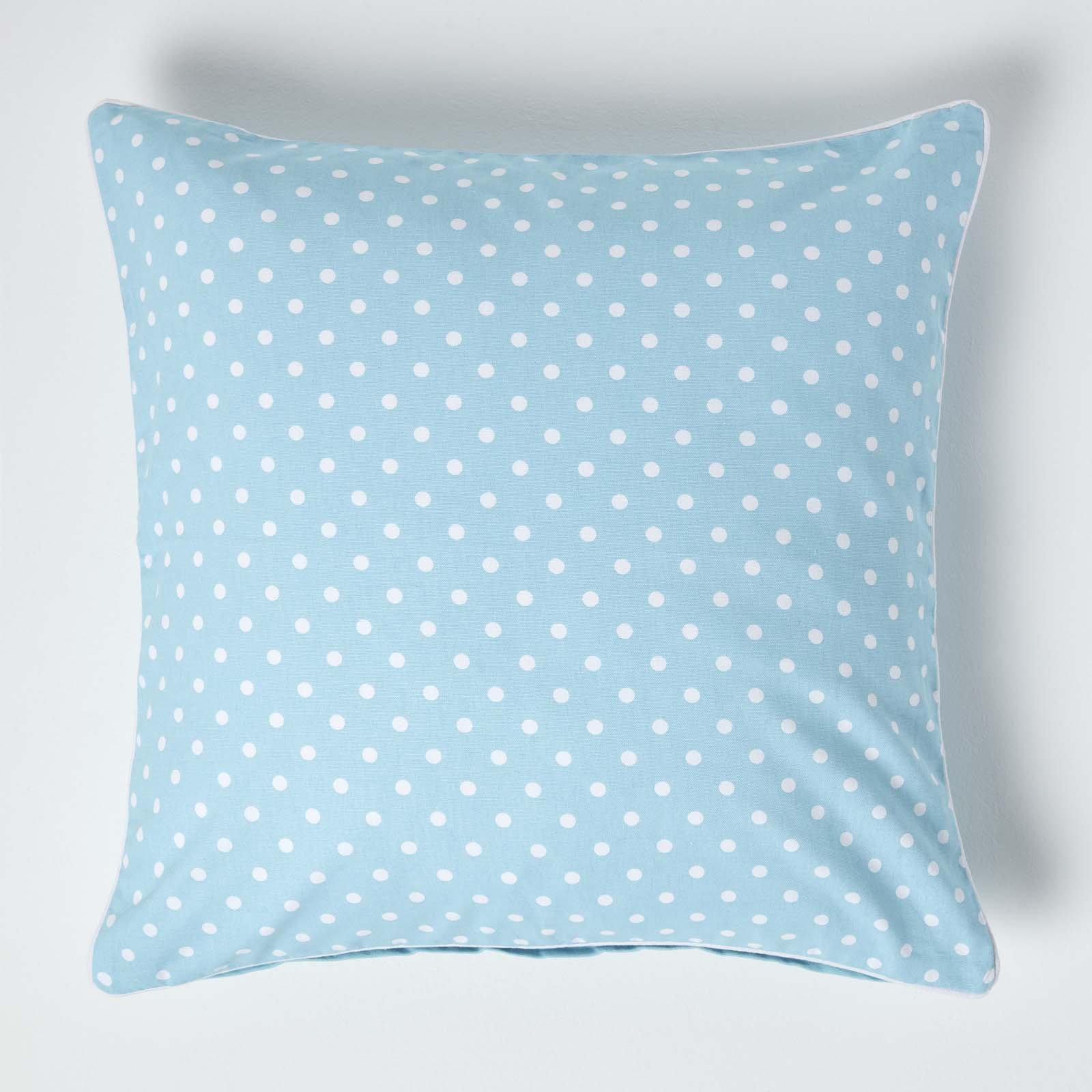 Homescapes Blue Cotton Polka Dots Cushion Cover - 60 x 60 cm