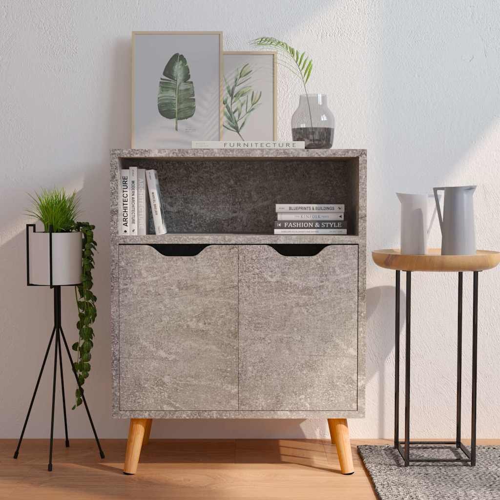 Walplus Engineered Wood Sideboard - Concrete Grey - 60 x 30 x 72 cm