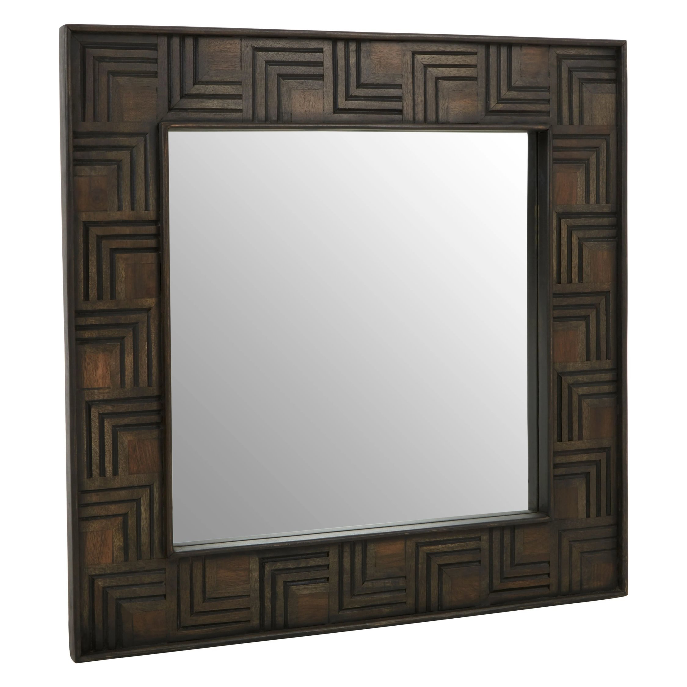 Orsina Surat Mango Wood Square Wall Mirror – Brown