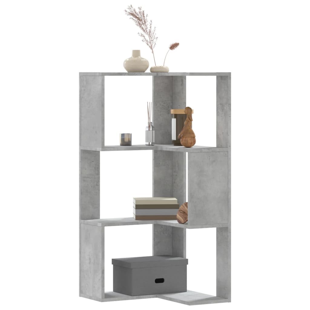 Walplus 3 Tier Corner Bookcase - Stone Grey - 50 x 50 x 102 cm