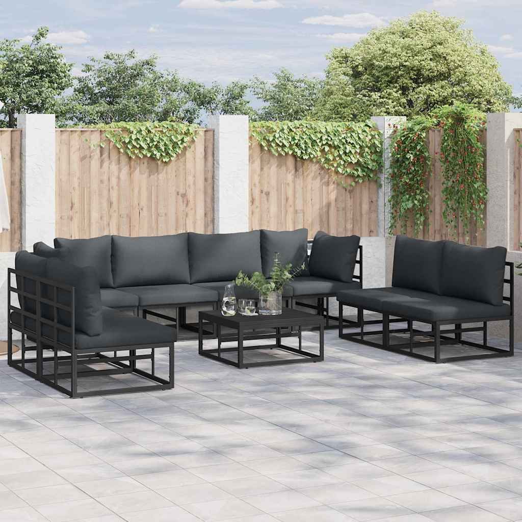 Walplus 8 Piece Garden Sofa Set - Black - 70 x 42 cm