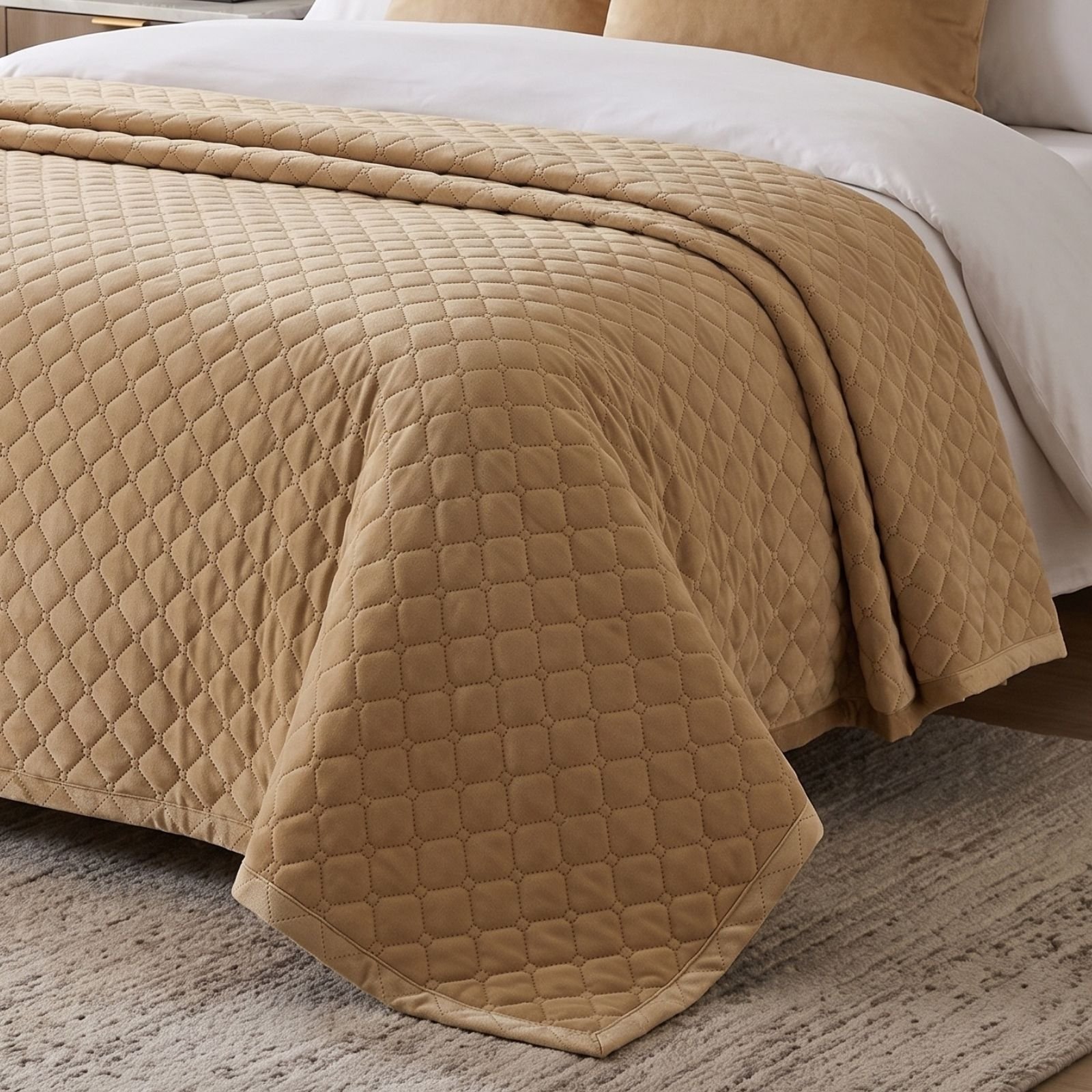 Homescapes Diamond Quilted Throw - 150 x 200 cm - Beige