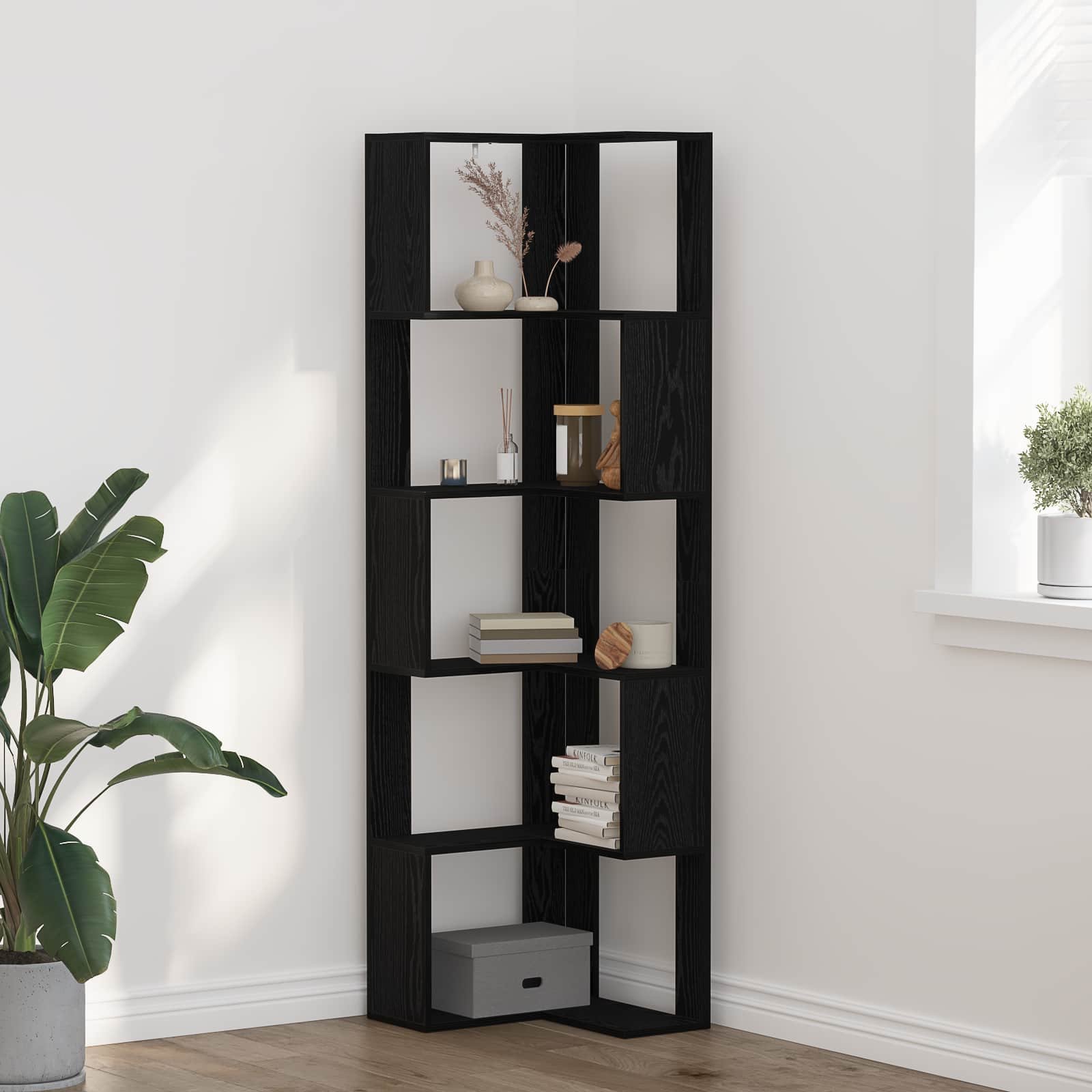 Walplus Bookcase - Dark Oak - 50 x 50 x 179 cm