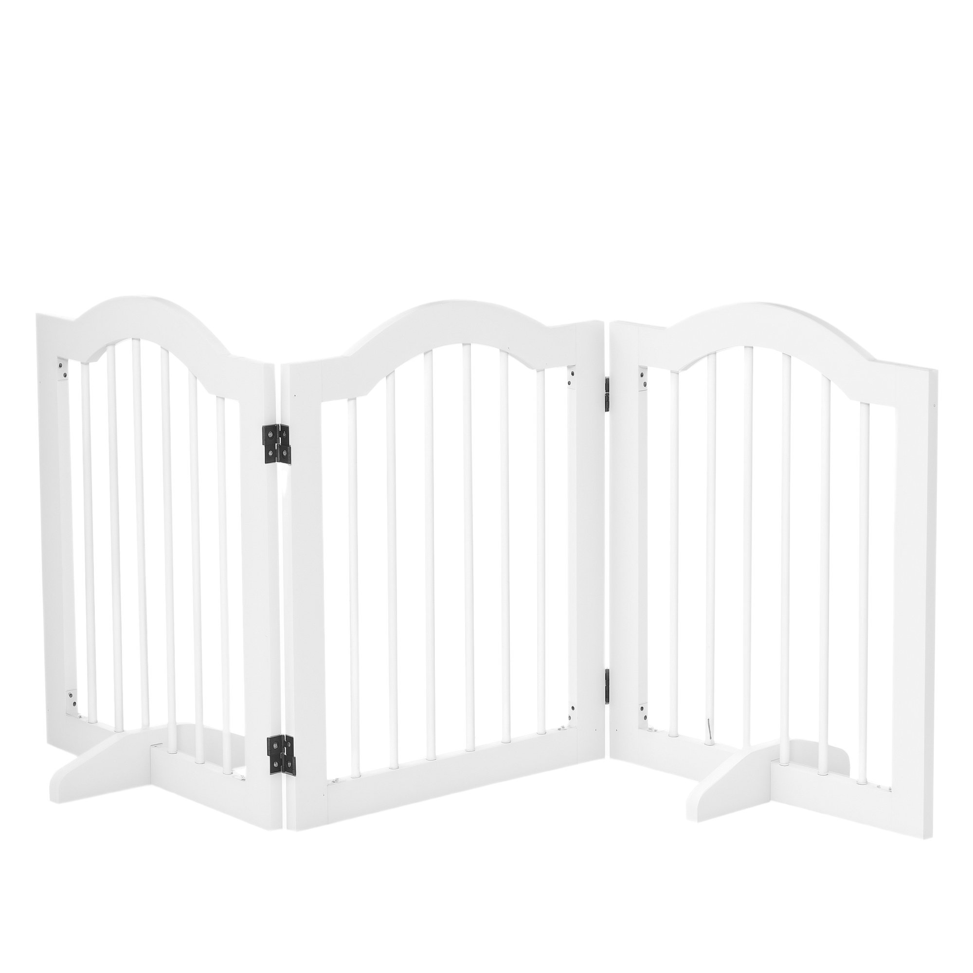 PawHut Wooden Freestanding Foldable Dog Gate - 154.5cm - White