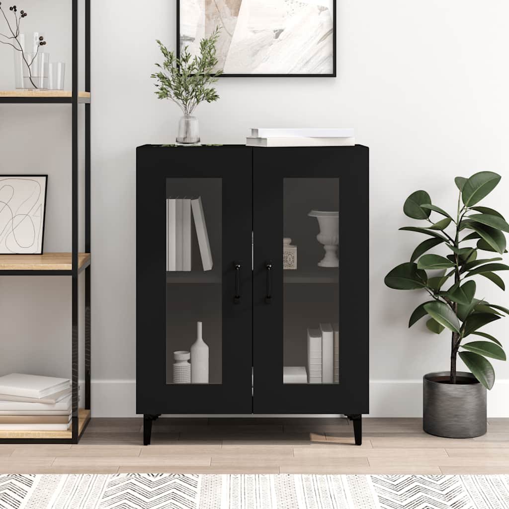 Walplus Engineered Wood 2 Doors Sideboard - Black - 69.5 x 34 x 90 cm