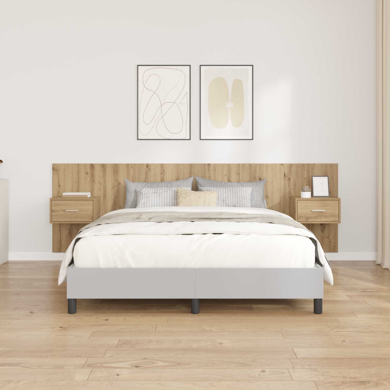 Walplus 3 Piece Engineered Wood Headboard Set - Oak - 257 x 32.5 x 80 cm