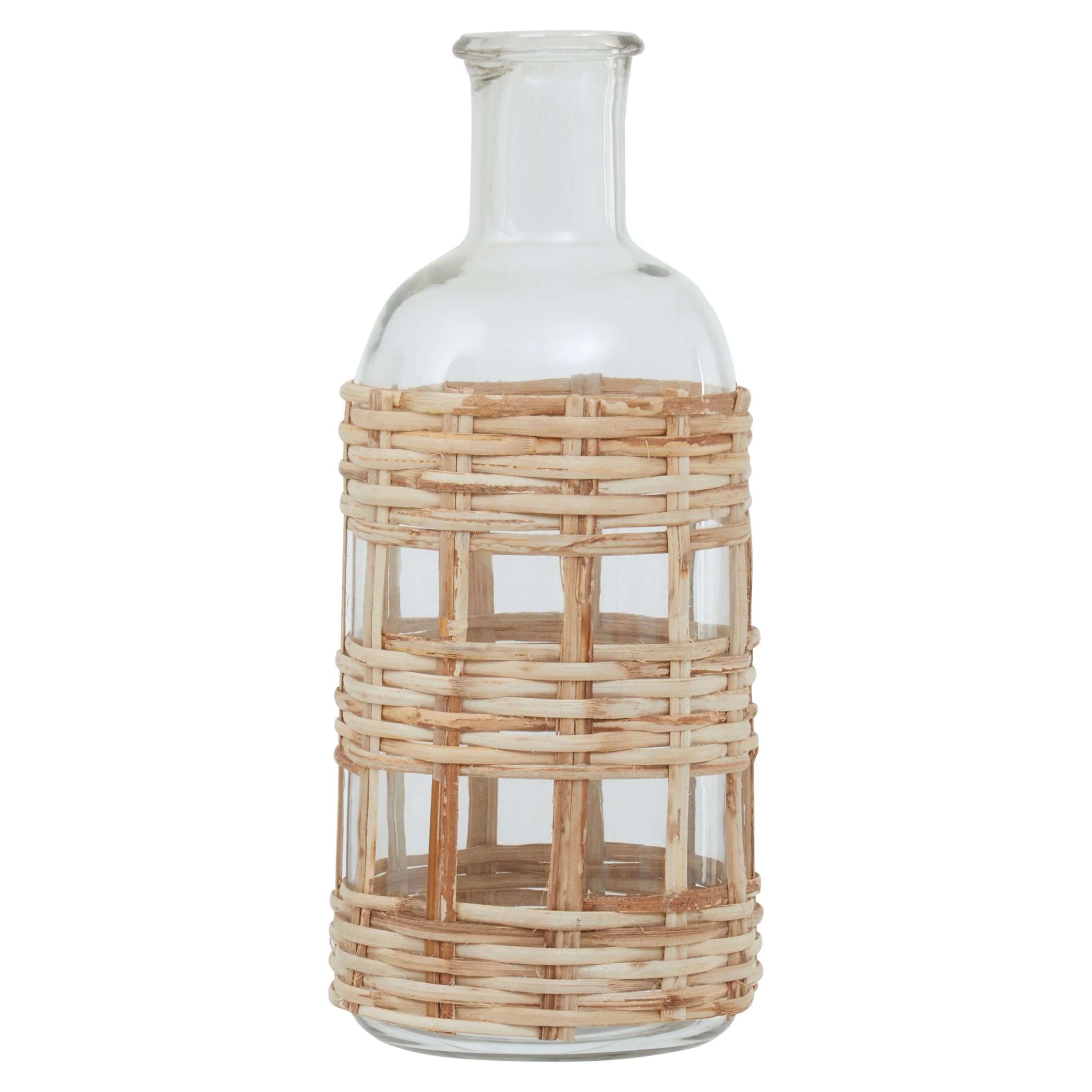 Orsina Kuta Cane and Glass Small Vase - Natural